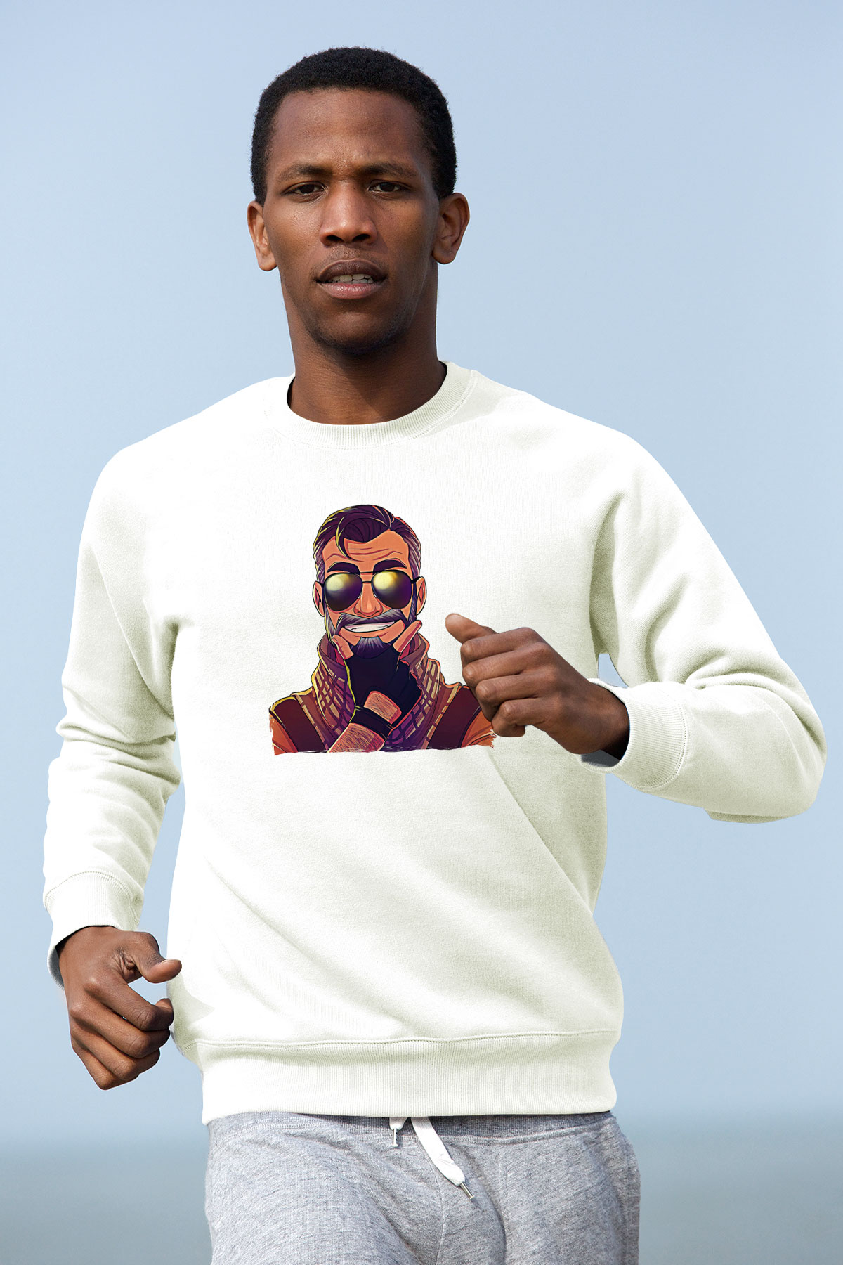 Counter Strike Baskılı Beyaz Unisex Sweatshirt