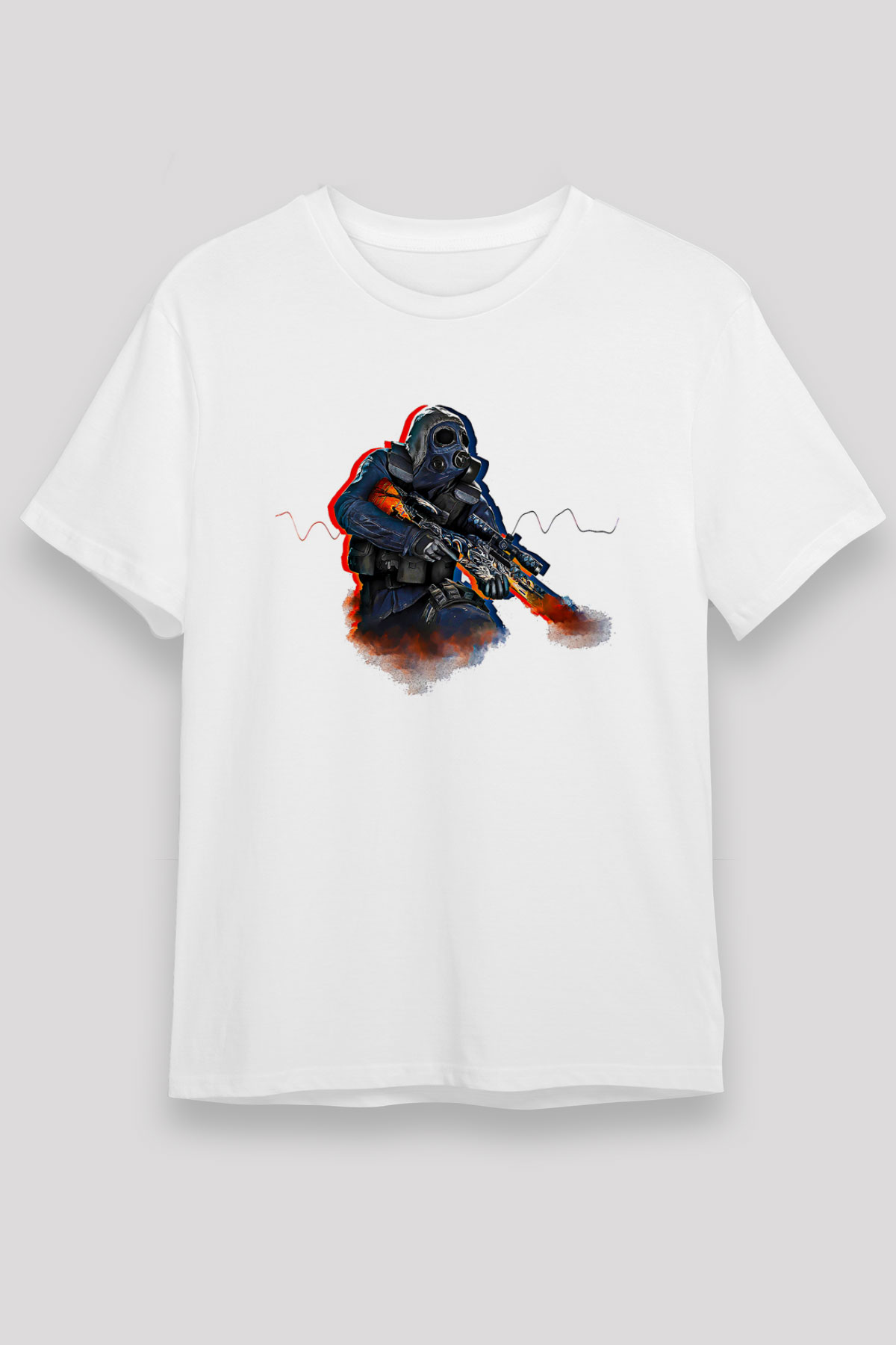 Counter Strike Baskılı Unisex Beyaz Tişört - Tshirt