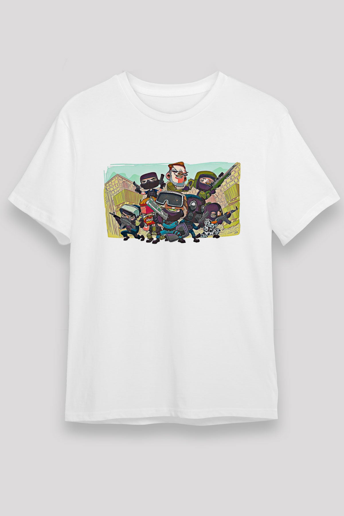 Counter Strike Baskılı Unisex Beyaz Tişört - Tshirt
