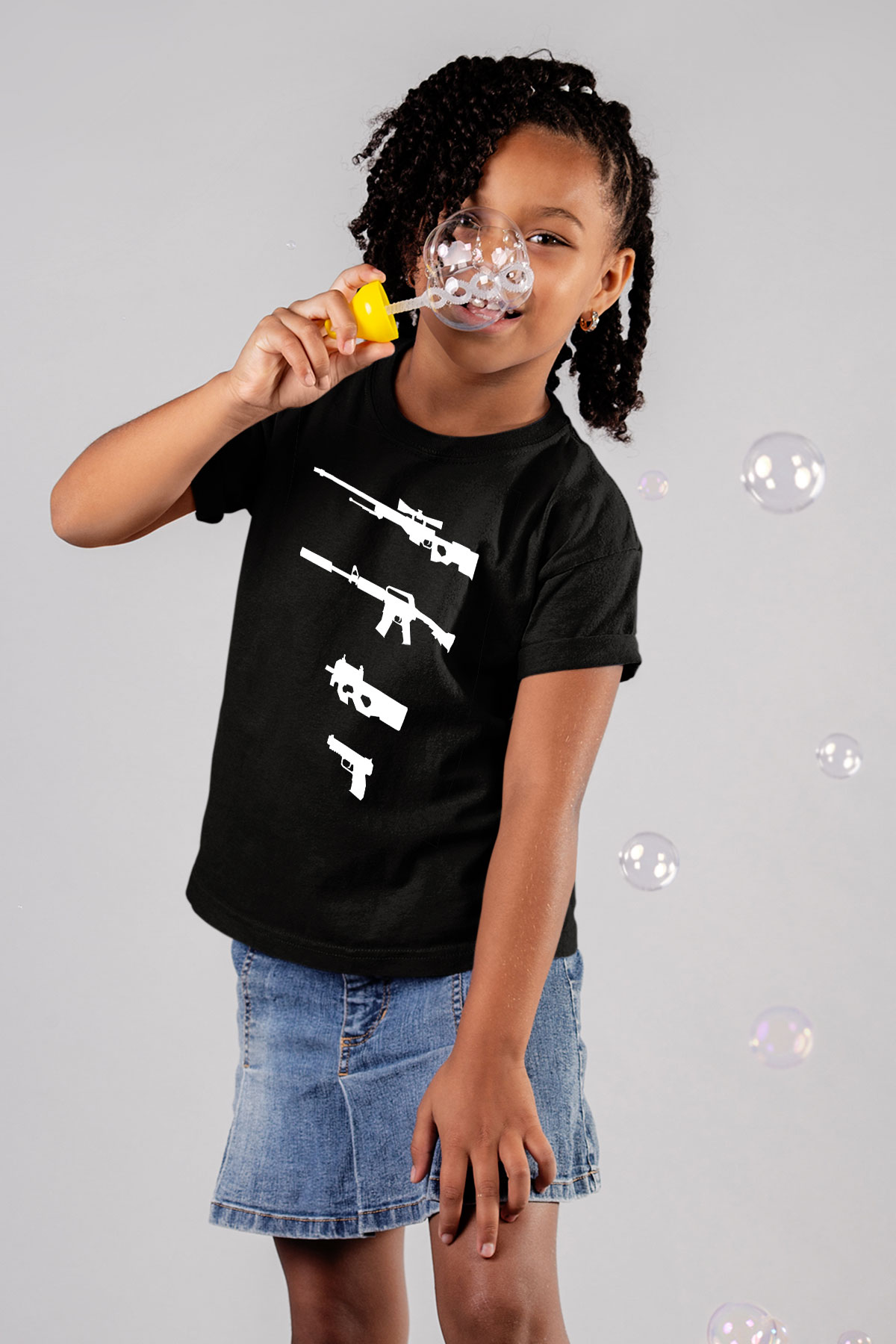 Counter Strike Baskılı Unisex Siyah Çocuk Tişört - Tshirt