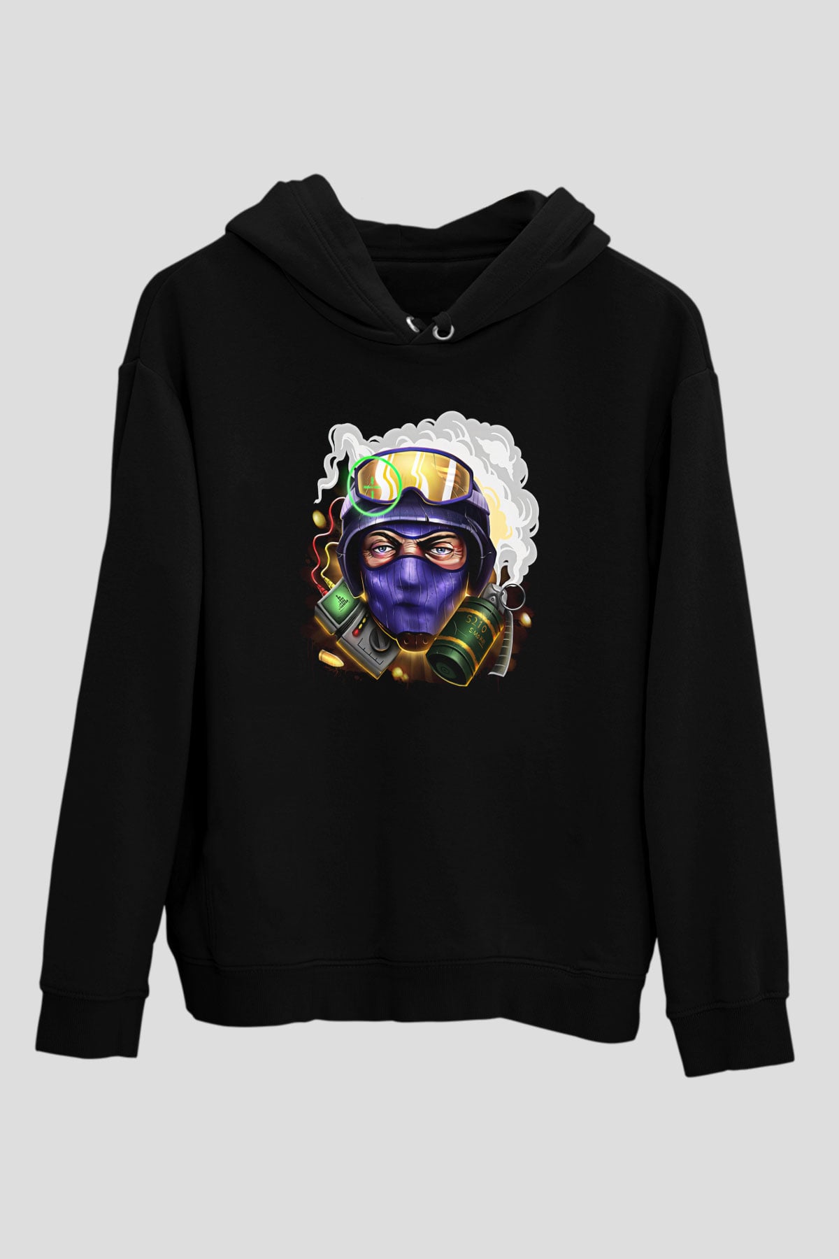 Counter Strike Baskılı Unisex Siyah Kapüşonlu Sweatshirt