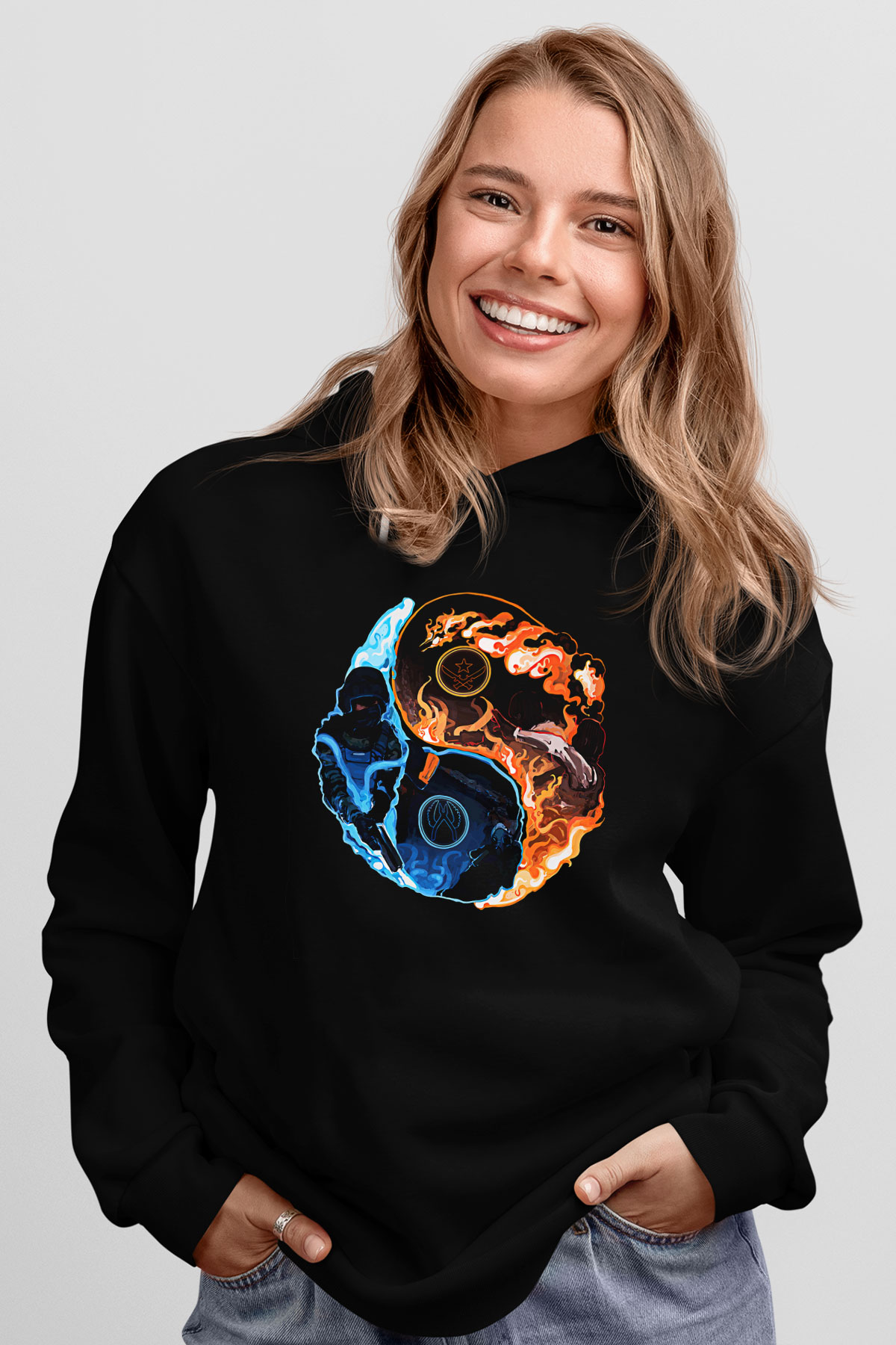 Counter Strike Baskılı Unisex Siyah Kapüşonlu Sweatshirt