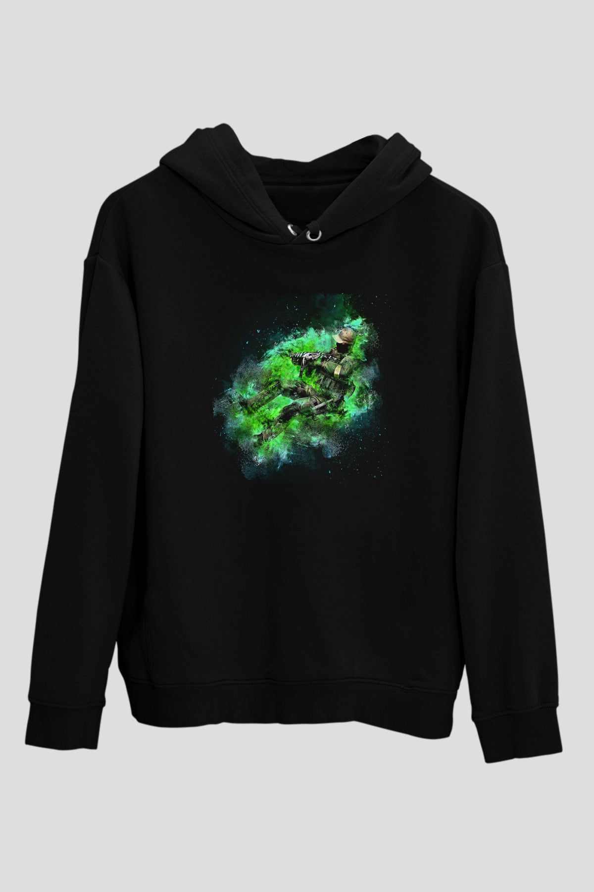 Counter Strike Baskılı Unisex Siyah Kapüşonlu Sweatshirt