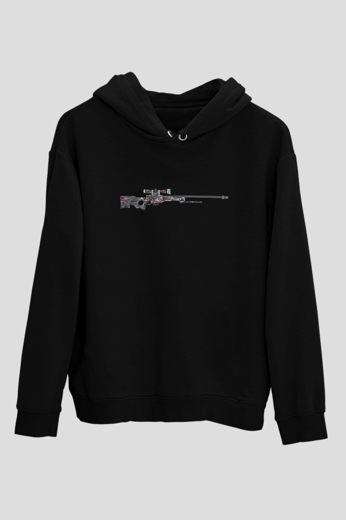 Counter Strike Baskılı Unisex Siyah Kapüşonlu Sweatshirt