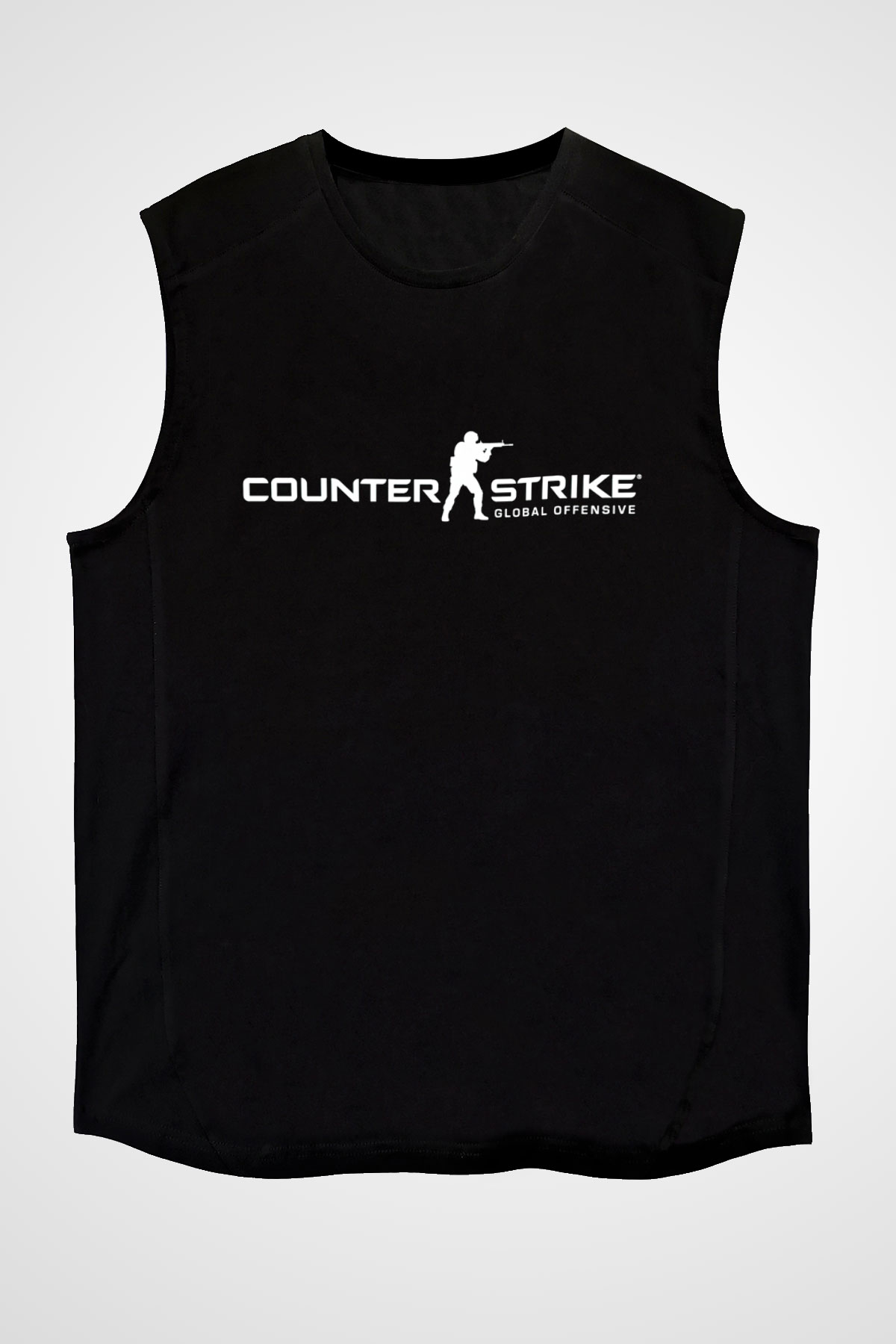 Counter Strike Baskılı Unisex Siyah Kolsuz Tişört - Tshirt