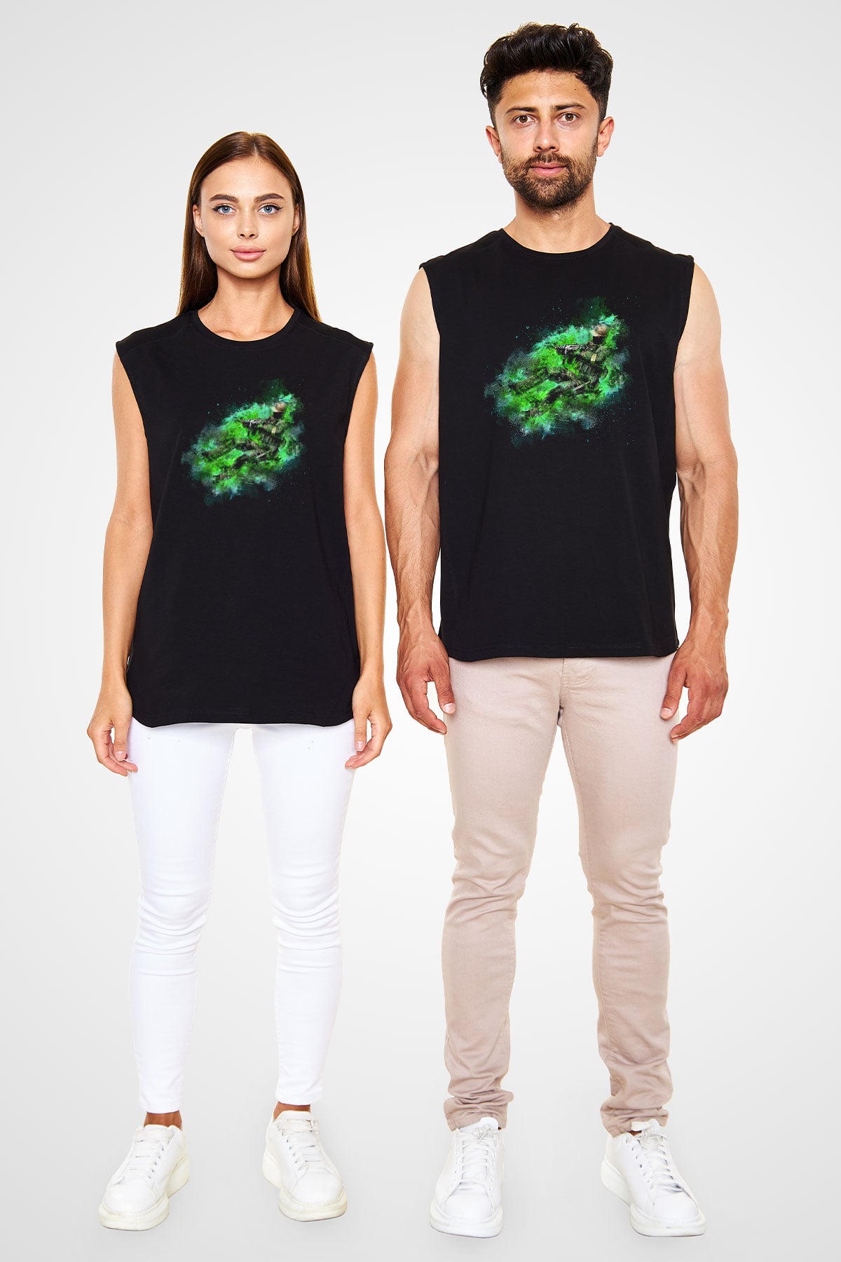 Counter Strike Baskılı Unisex Siyah Kolsuz Tişört - Tshirt