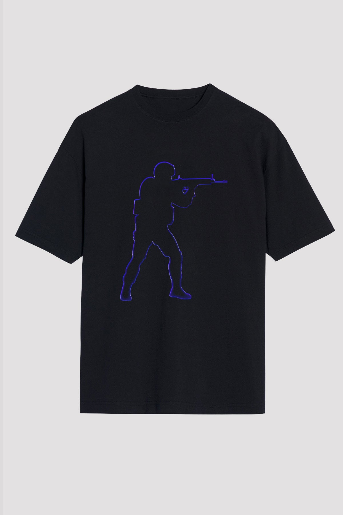 Counter Strike Baskılı Unisex Siyah Oversize Tişört - Tshirt