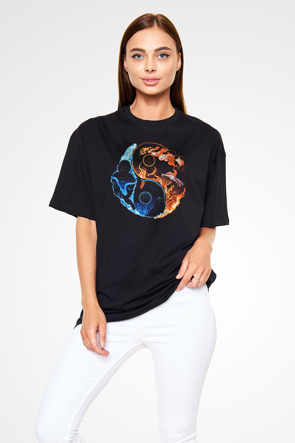 Counter Strike Baskılı Unisex Siyah Oversize Tişört - Tshirt