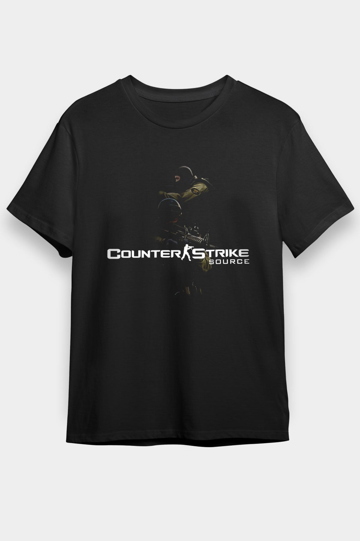 Counter Strike Baskılı Unisex Siyah Tişört - Tshirt