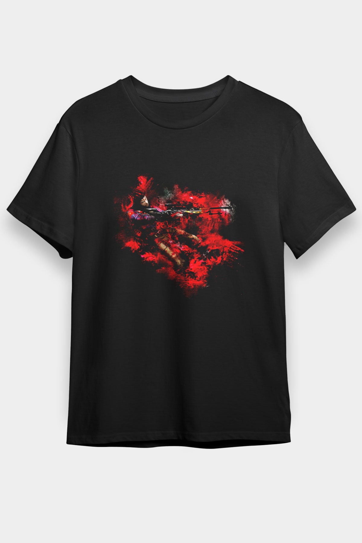 Counter Strike Baskılı Unisex Siyah Tişört - Tshirt