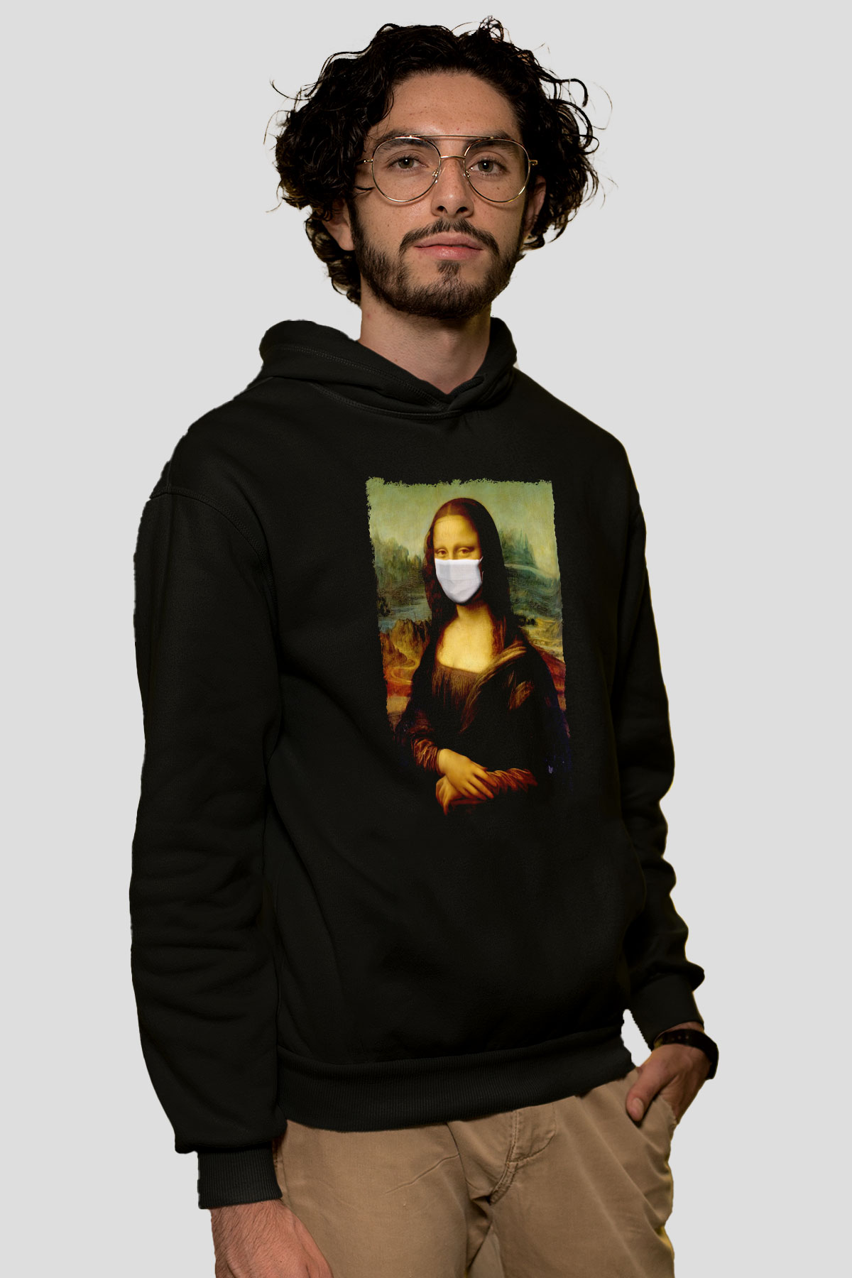 Covid Korona Mona LisaSiyah  Unisex Hoodie