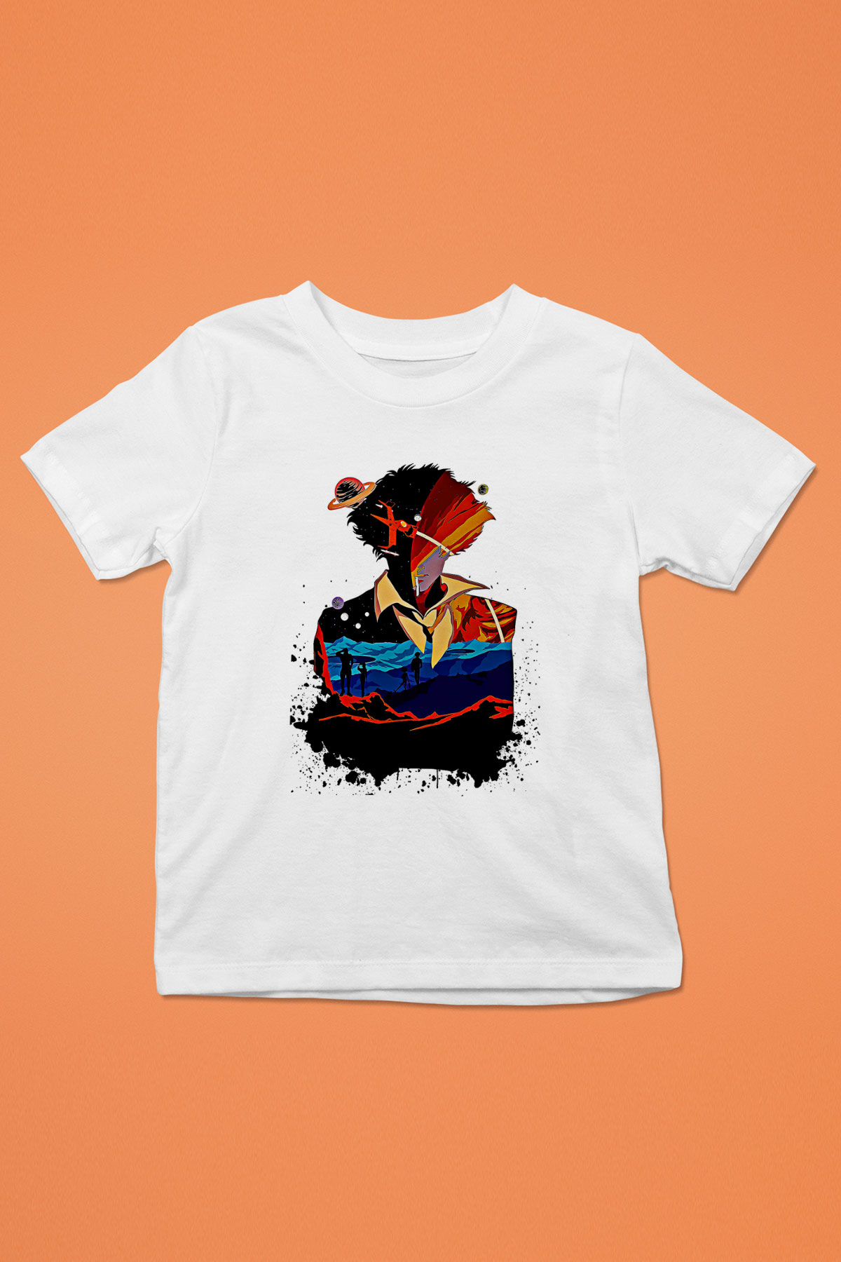 Cowboy Bebop Baskılı Beyaz Unisex Beyaz Çocuk Tişört - Tshirt