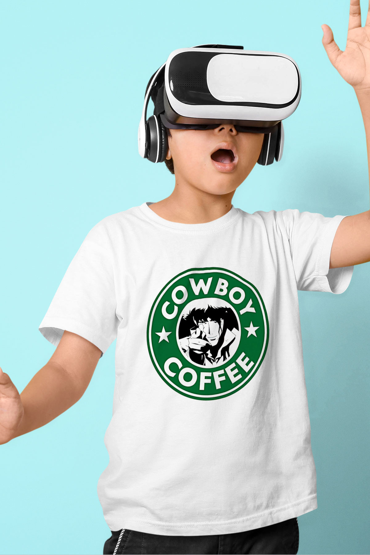 Cowboy Bebop Baskılı Beyaz Unisex Beyaz Çocuk Tişört - Tshirt