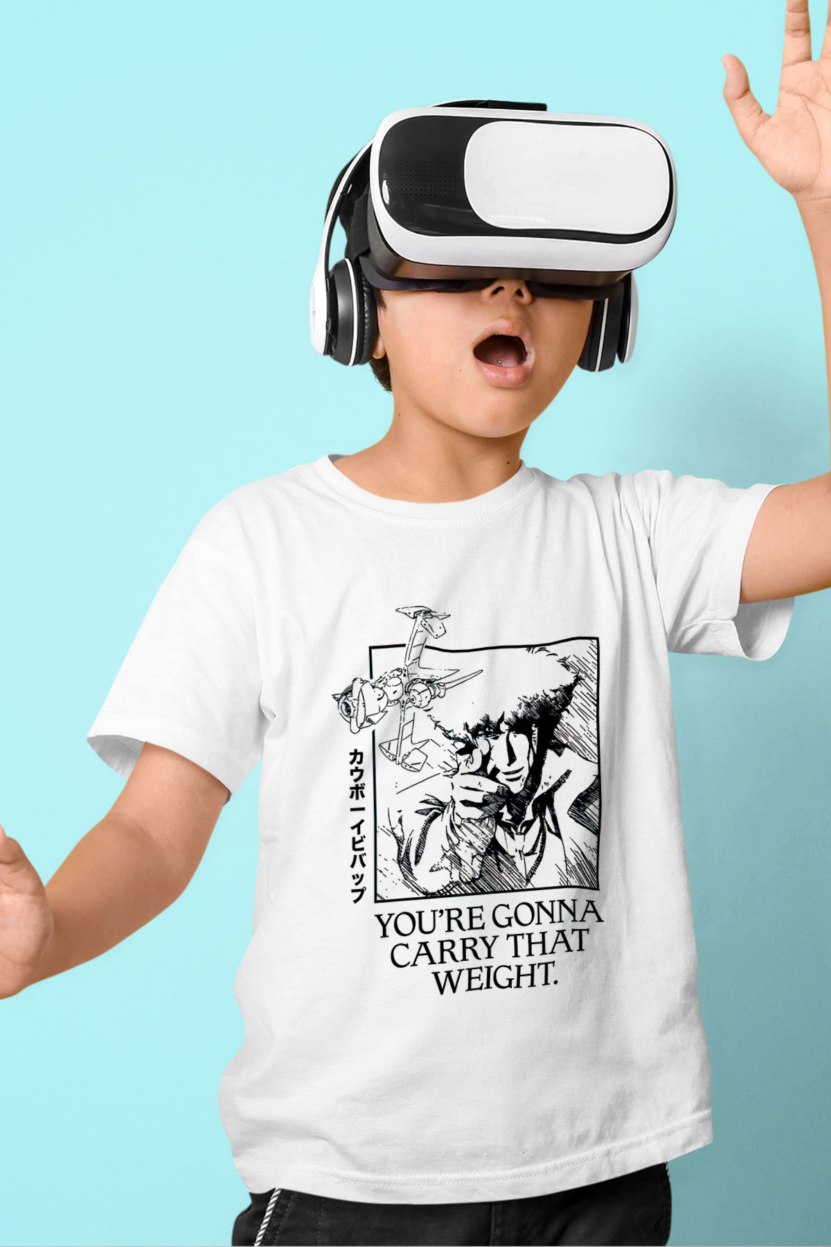 Cowboy Bebop Baskılı Beyaz Unisex Beyaz Çocuk Tişört - Tshirt