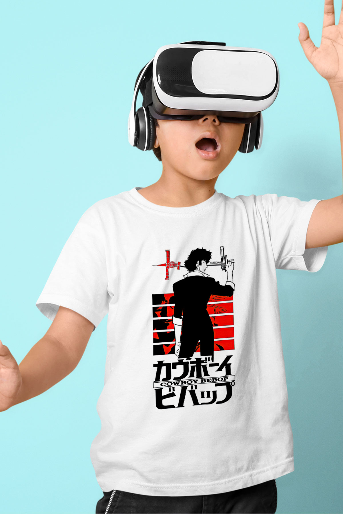 Cowboy Bebop Baskılı Beyaz Unisex Beyaz Çocuk Tişört - Tshirt