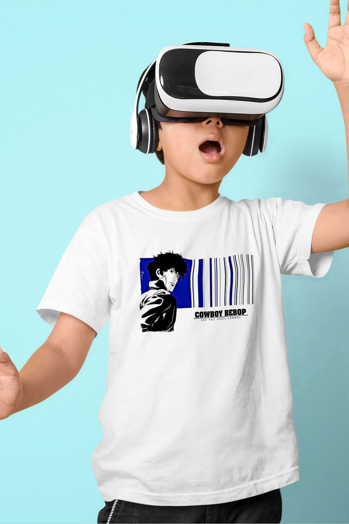 Cowboy Bebop Baskılı Beyaz Unisex Beyaz Çocuk Tişört - Tshirt
