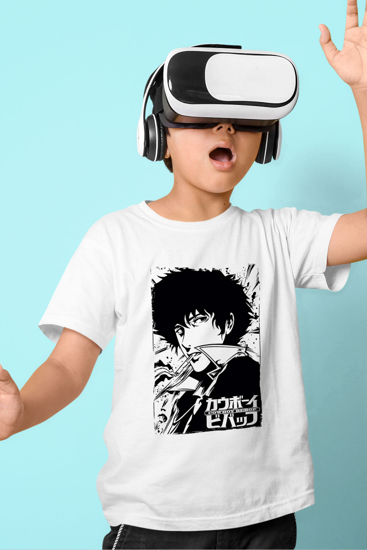 Cowboy Bebop Baskılı Beyaz Unisex Beyaz Çocuk Tişört - Tshirt