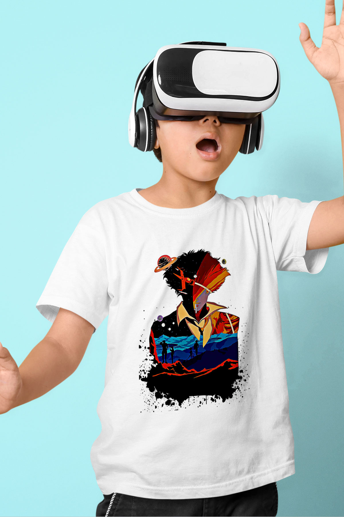 Cowboy Bebop Baskılı Beyaz Unisex Beyaz Çocuk Tişört - Tshirt