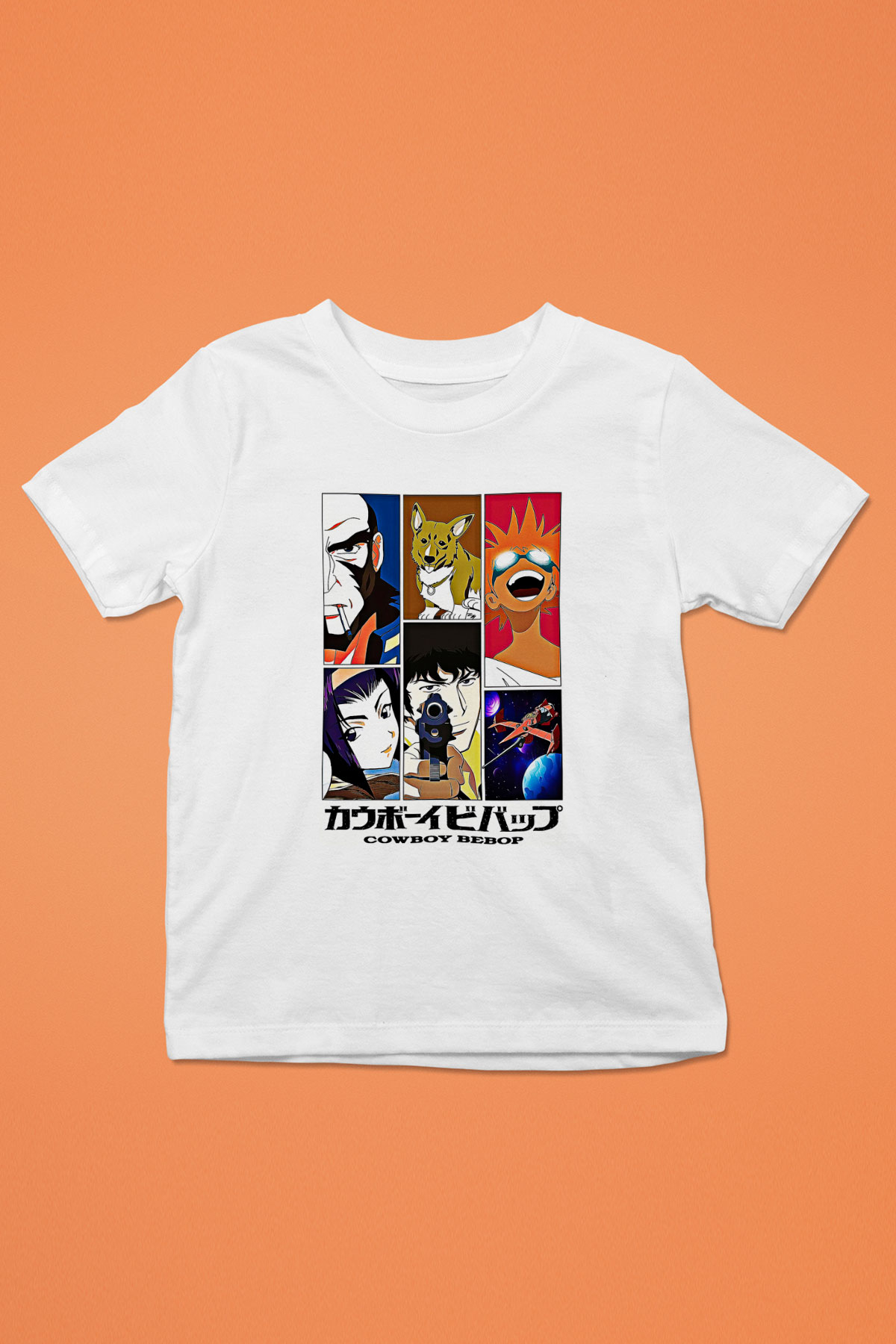 Cowboy Bebop Baskılı Beyaz Unisex Beyaz Çocuk Tişört - Tshirt