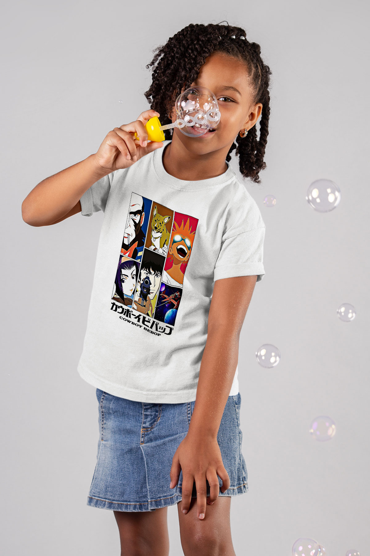 Cowboy Bebop Baskılı Beyaz Unisex Beyaz Çocuk Tişört - Tshirt