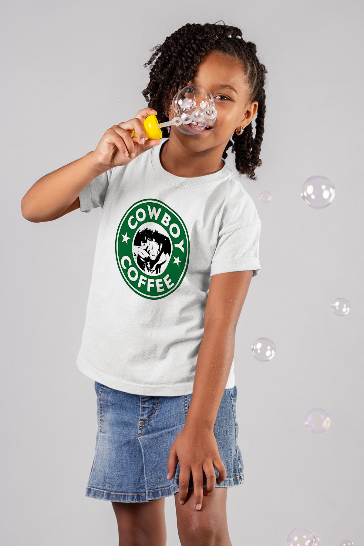 Cowboy Bebop Baskılı Beyaz Unisex Beyaz Çocuk Tişört - Tshirt