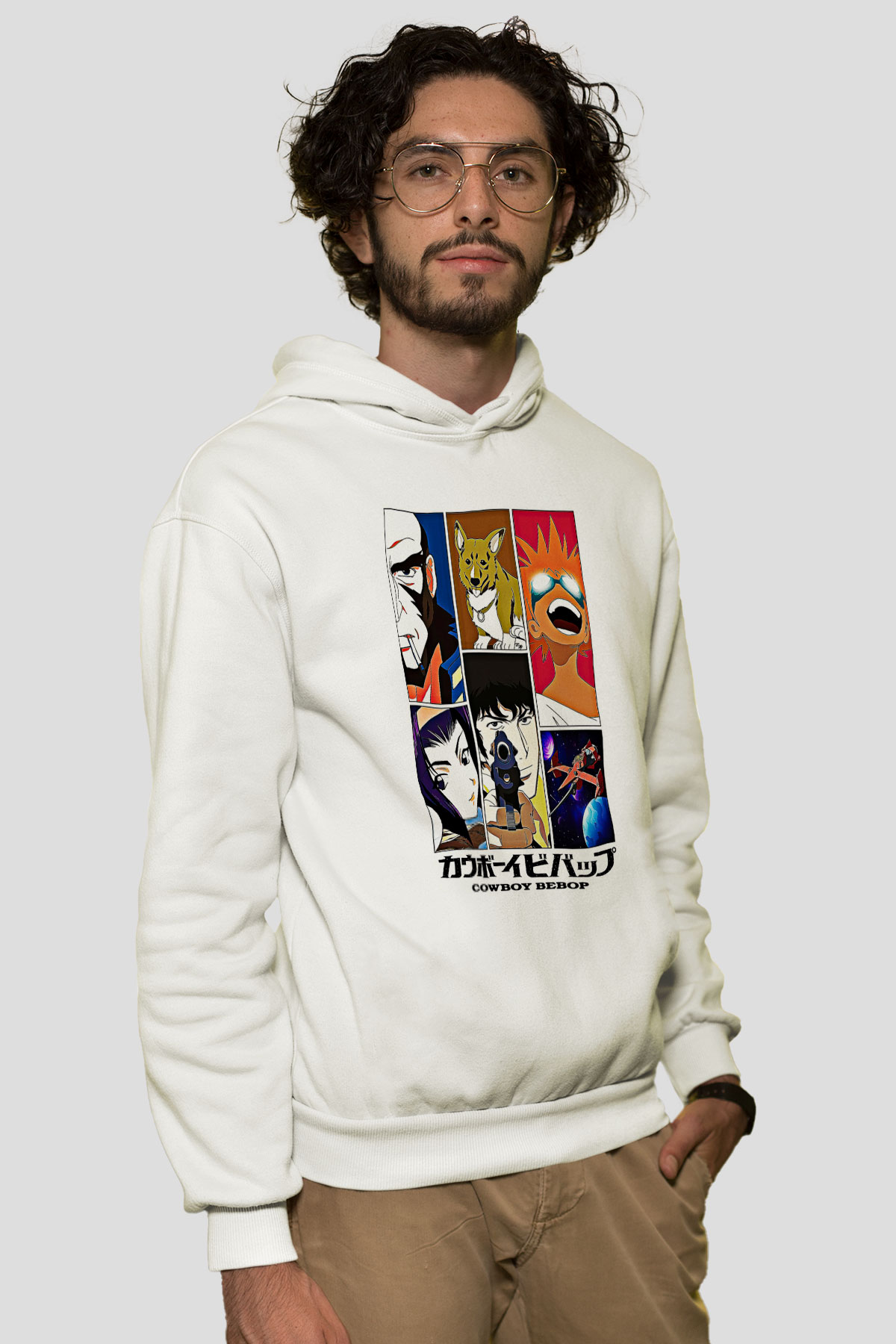 Cowboy Bebop Baskılı Beyaz Unisex Hoodie