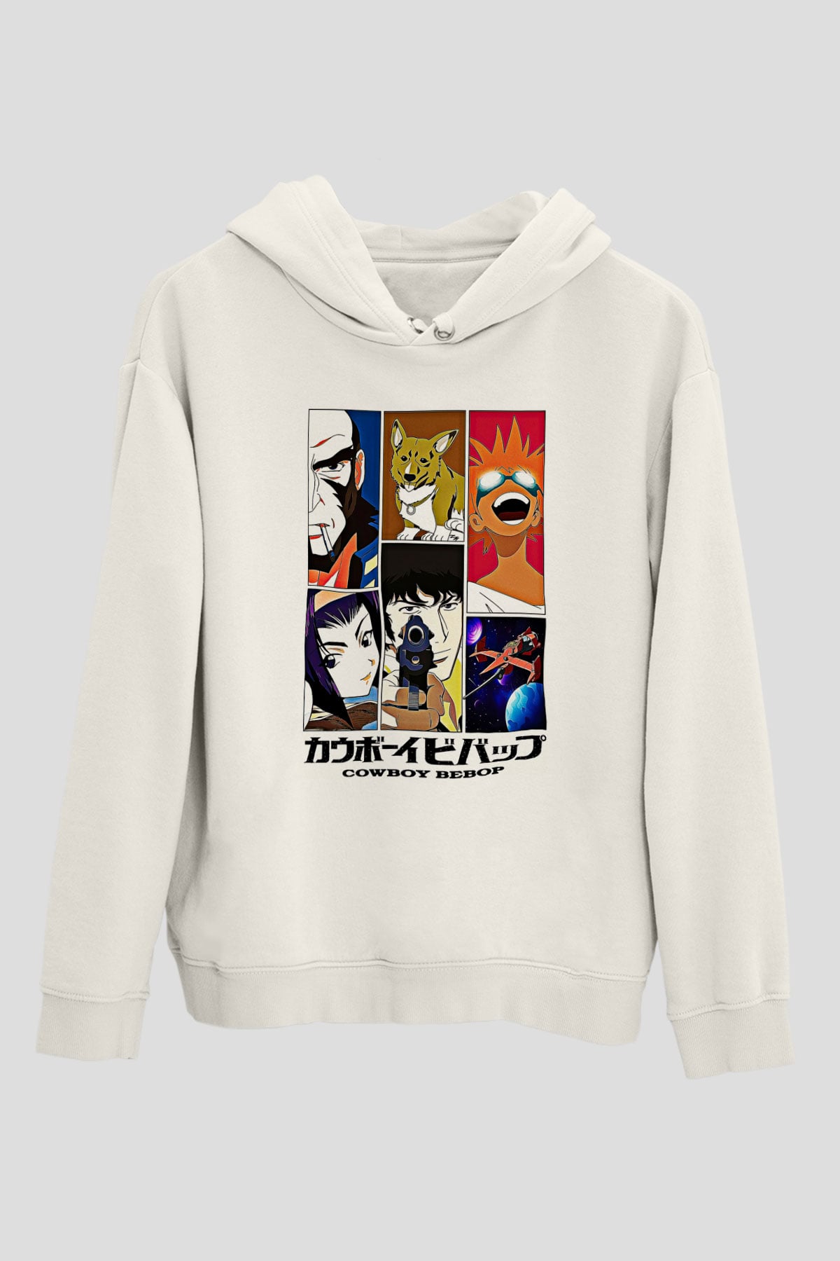 Cowboy Bebop Baskılı Beyaz Unisex Hoodie