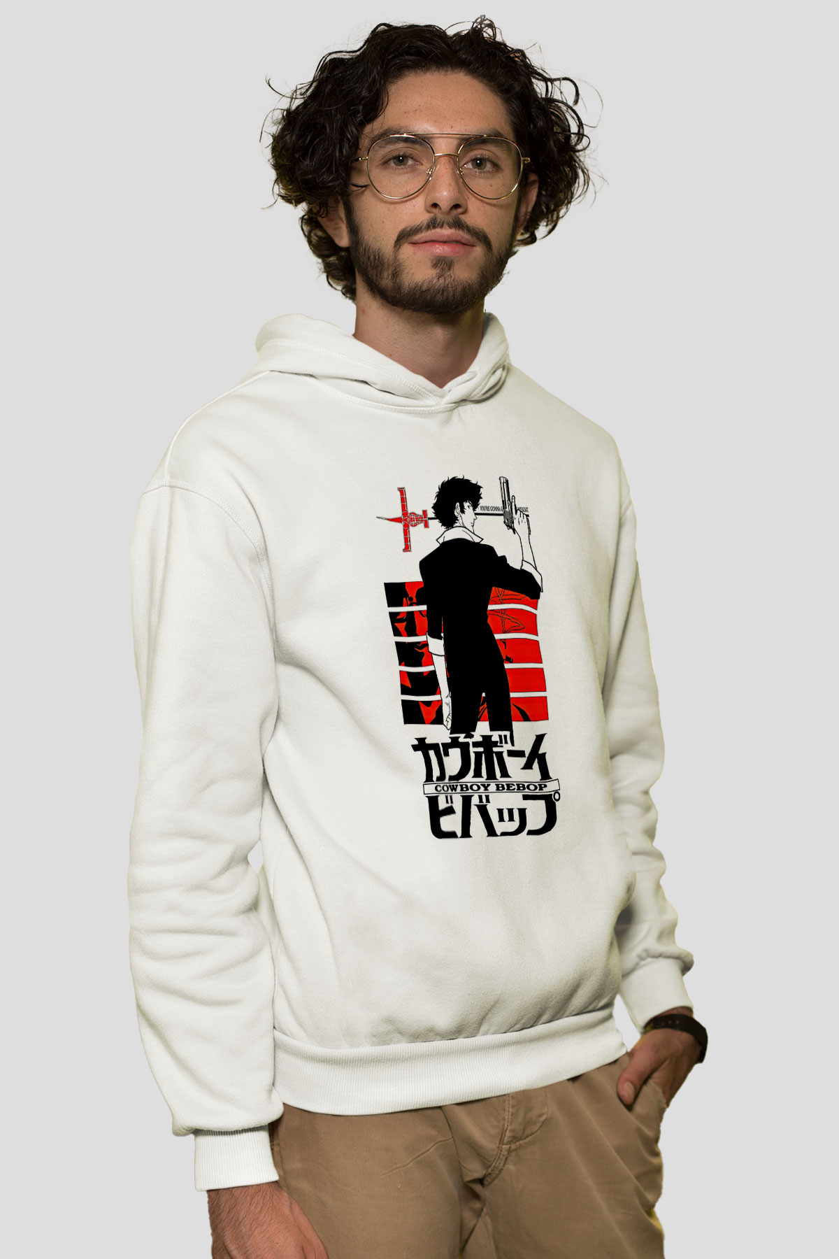 Cowboy Bebop Baskılı Beyaz Unisex Hoodie