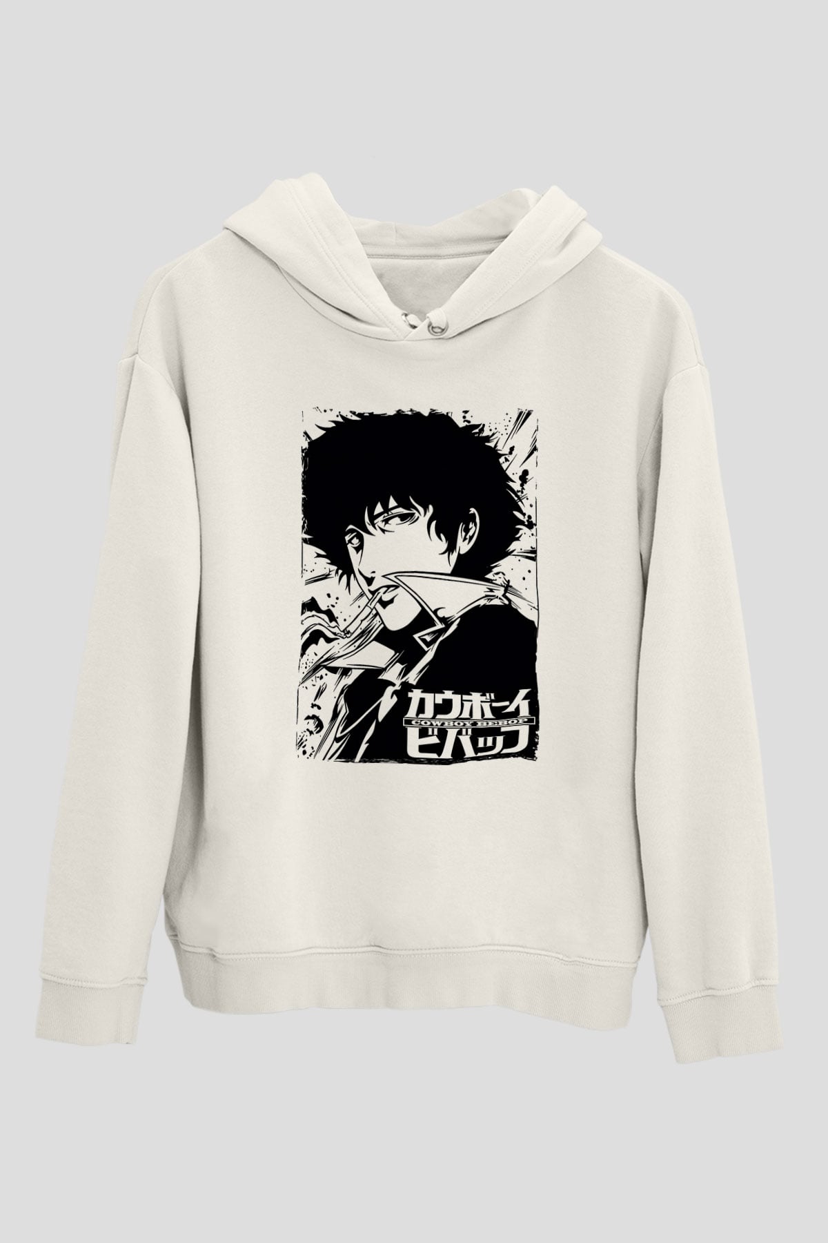 Cowboy Bebop Baskılı Beyaz Unisex Hoodie