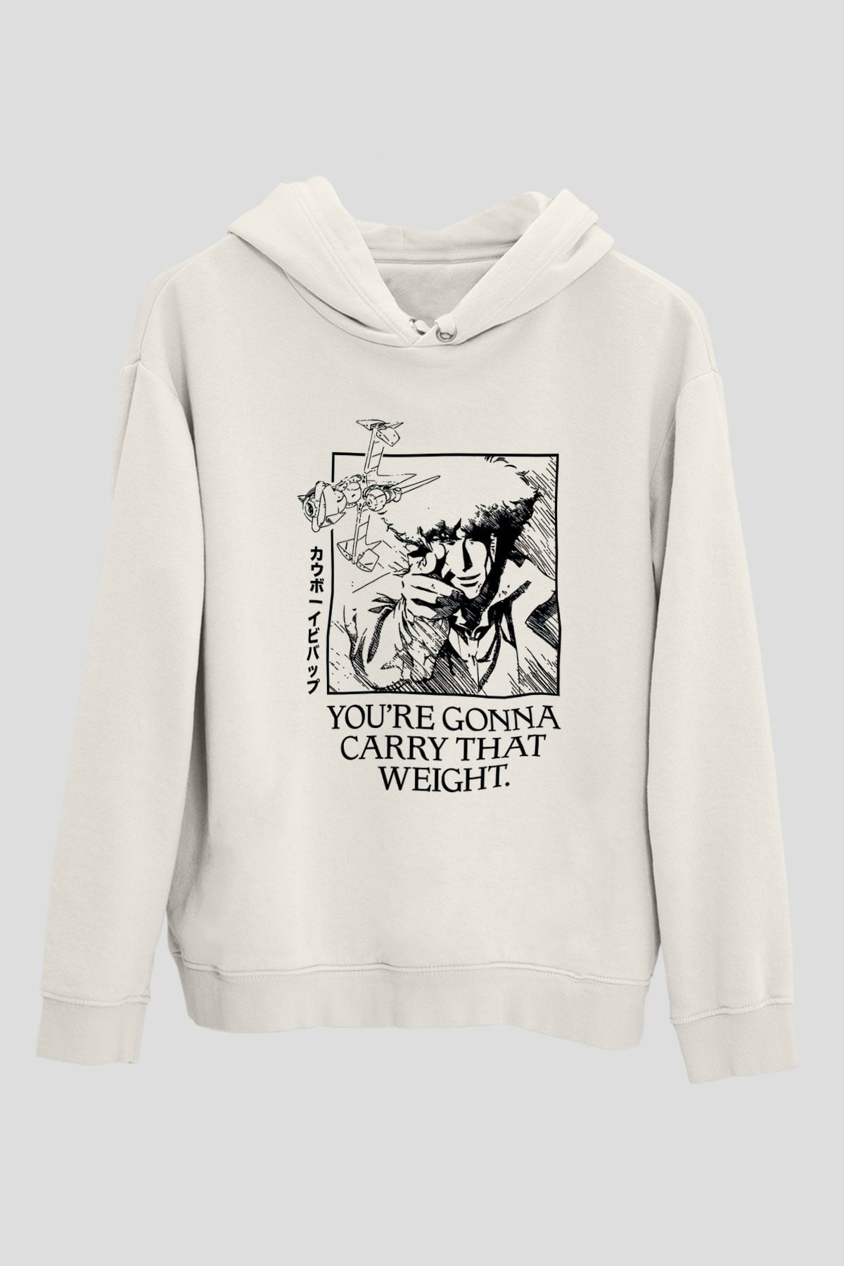 Cowboy Bebop Baskılı Beyaz Unisex Hoodie