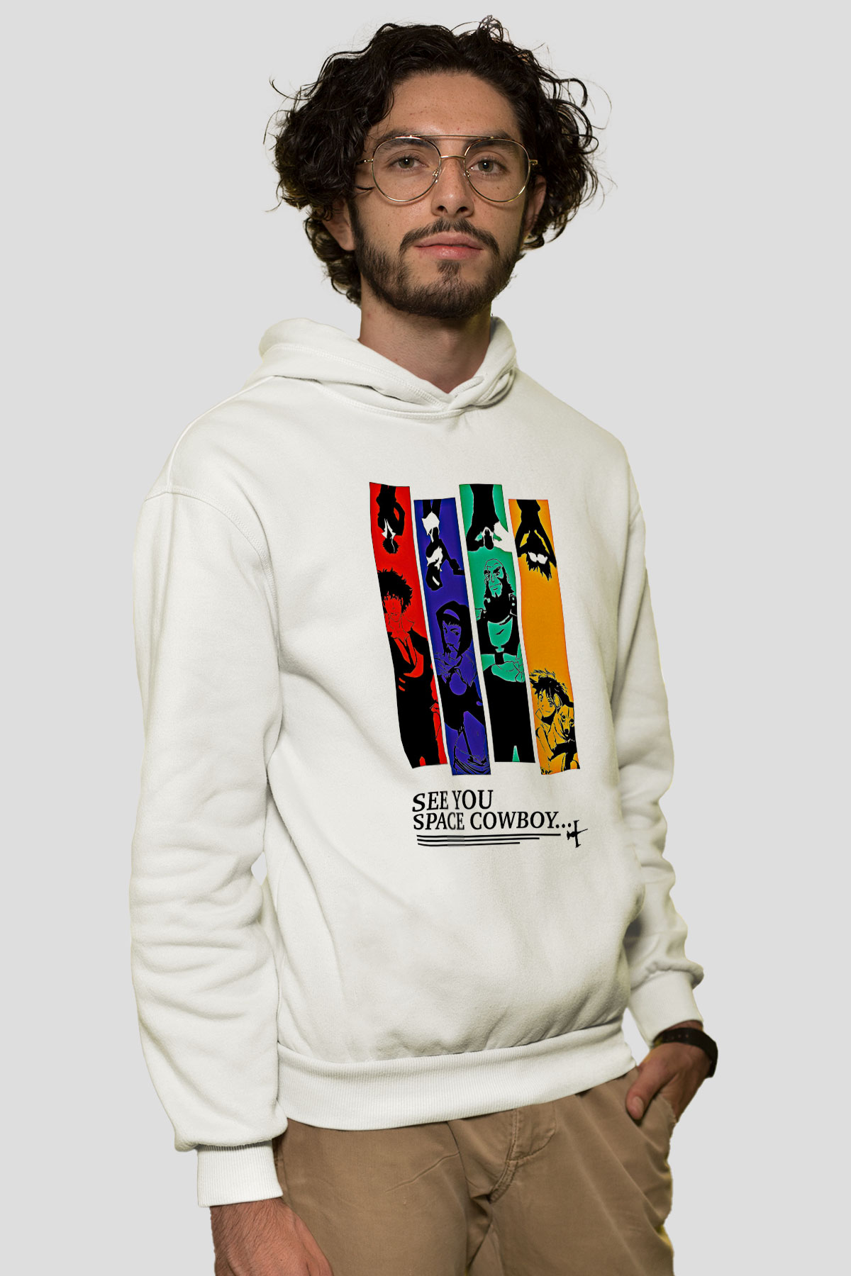 Cowboy Bebop Baskılı Beyaz Unisex Hoodie