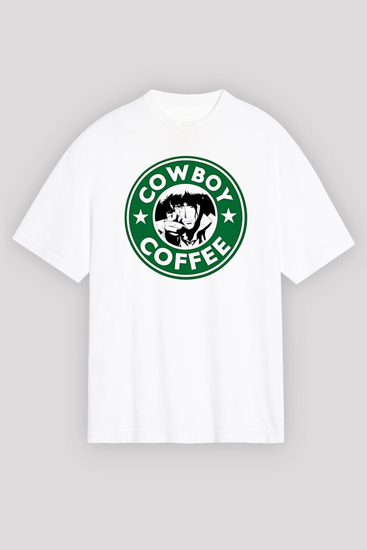 Cowboy Bebop Baskılı Beyaz Unisex Oversize Tişört - Tshirt