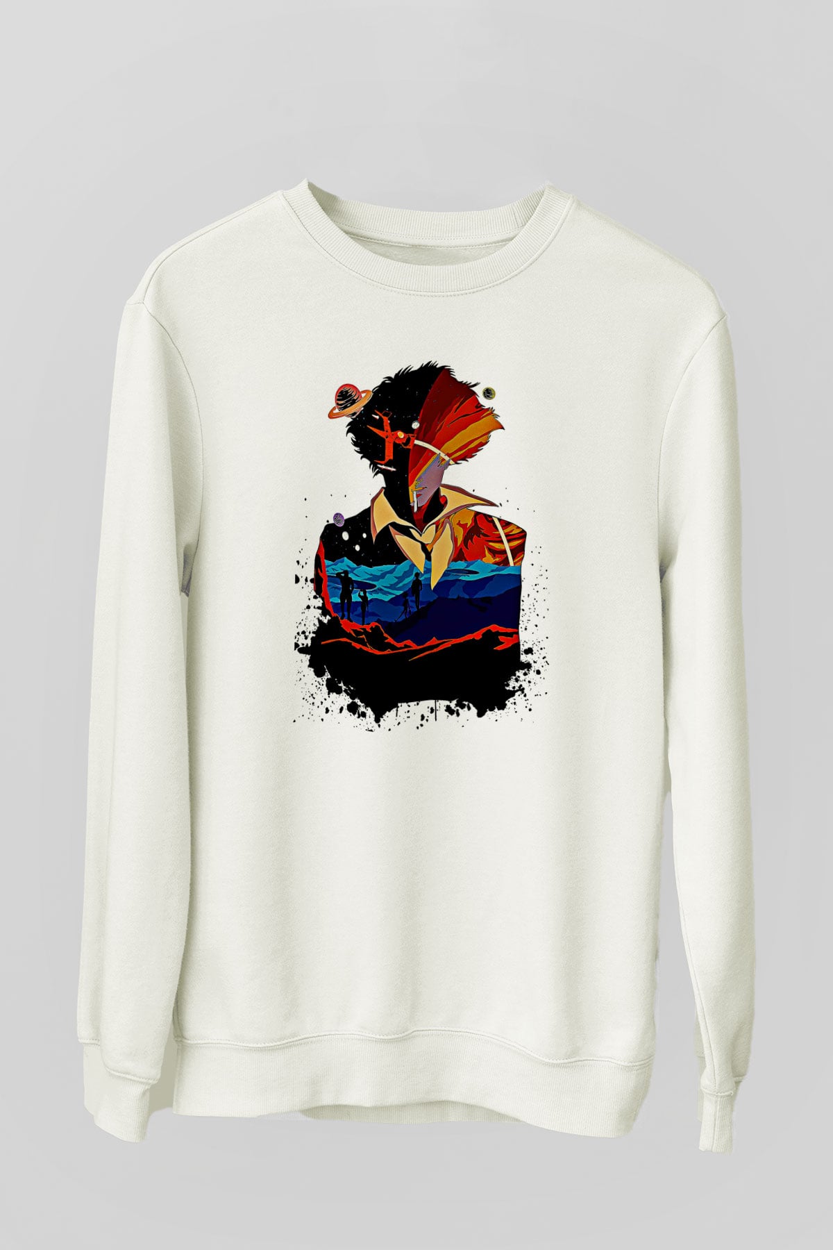 Cowboy Bebop Baskılı Beyaz Unisex Sweatshirt