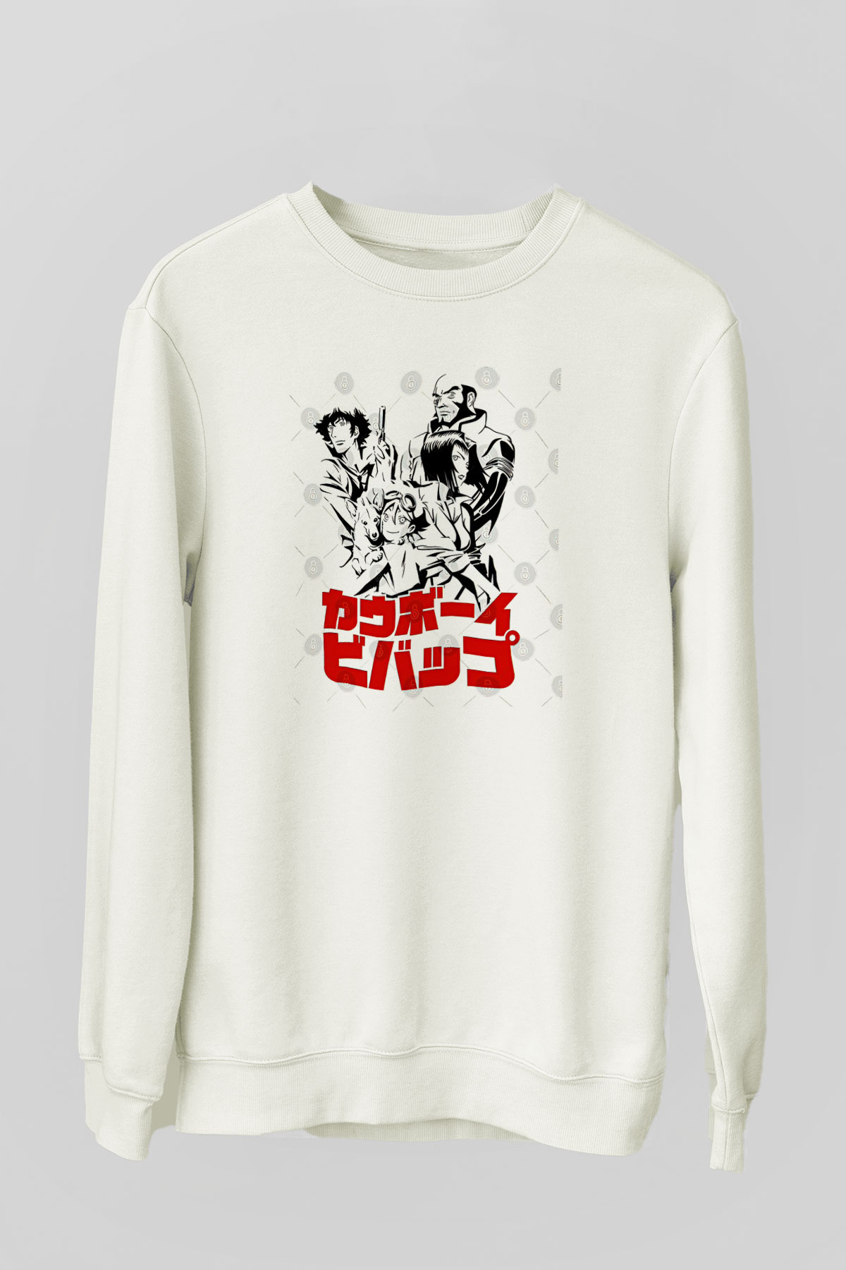 Cowboy Bebop Baskılı Beyaz Unisex Sweatshirt