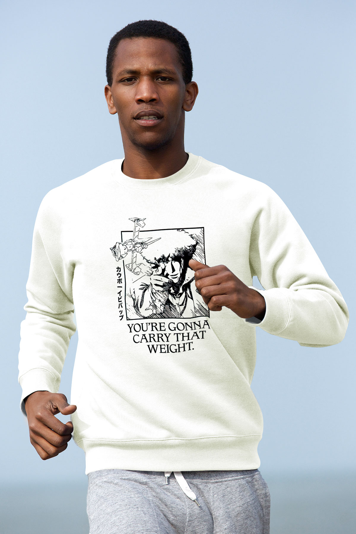 Cowboy Bebop Baskılı Beyaz Unisex Sweatshirt