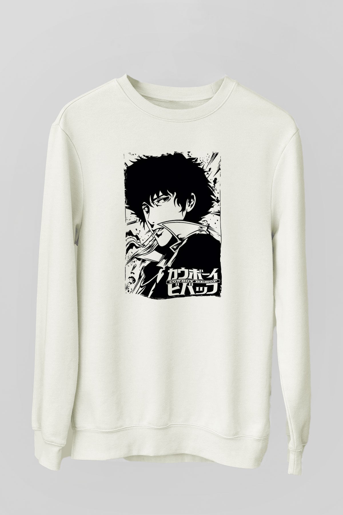 Cowboy Bebop Baskılı Beyaz Unisex Sweatshirt