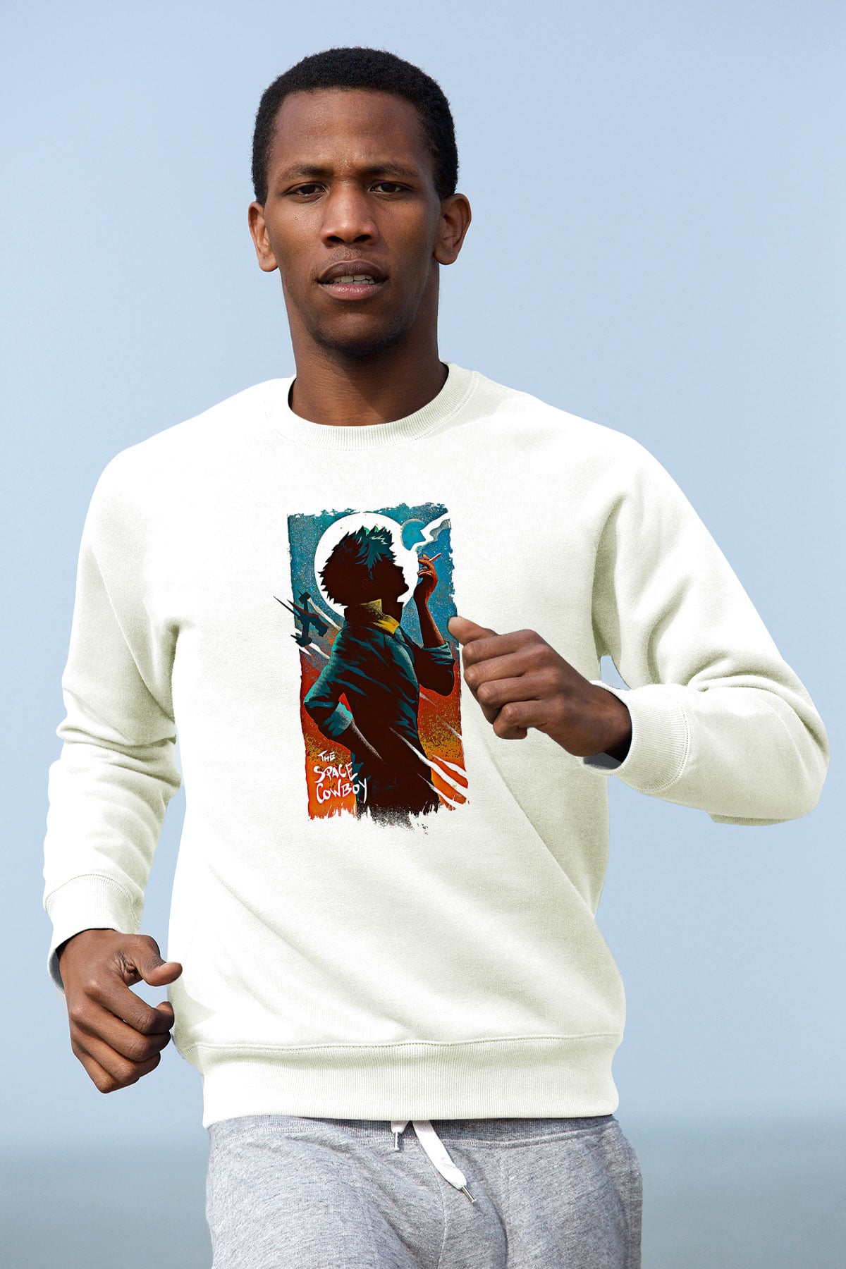 Cowboy Bebop Baskılı Beyaz Unisex Sweatshirt