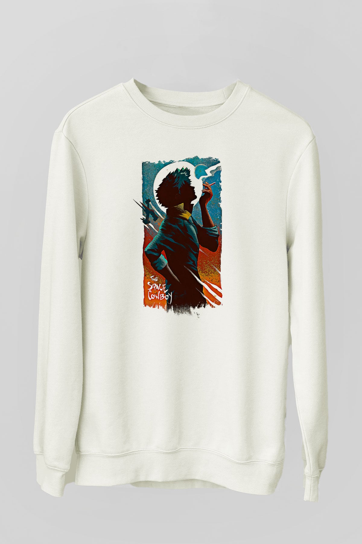 Cowboy Bebop Baskılı Beyaz Unisex Sweatshirt