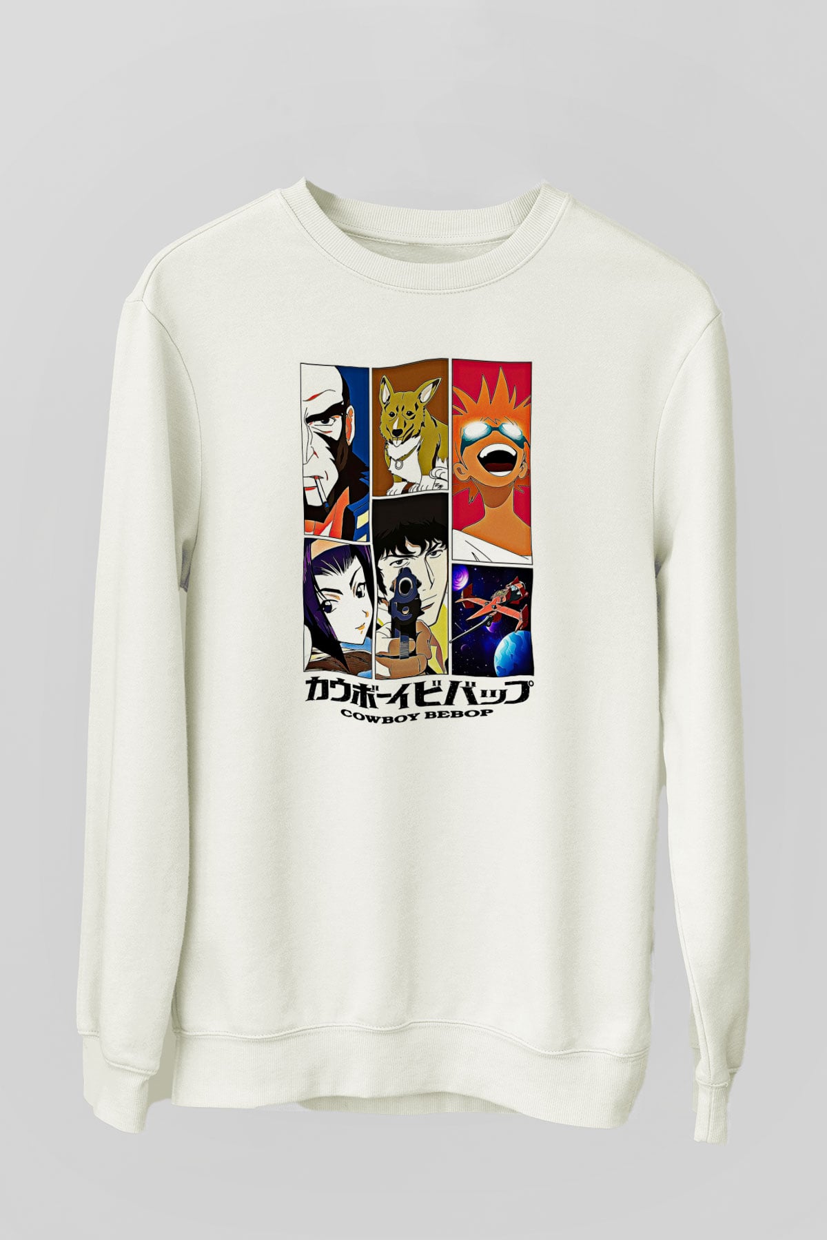 Cowboy Bebop Baskılı Beyaz Unisex Sweatshirt