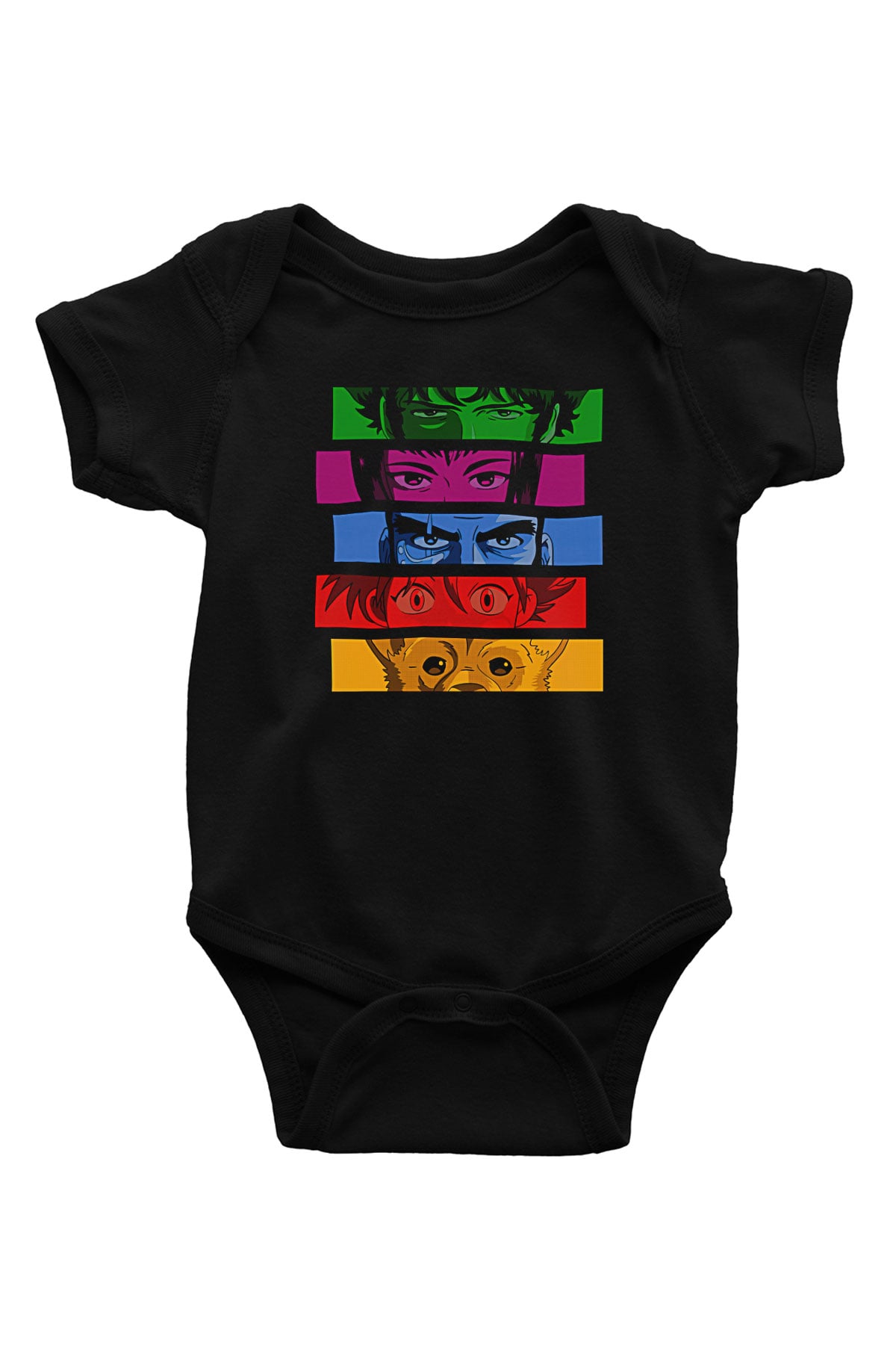 Cowboy Bebop Baskılı Unisex Siyah Bebek Body - Zıbın