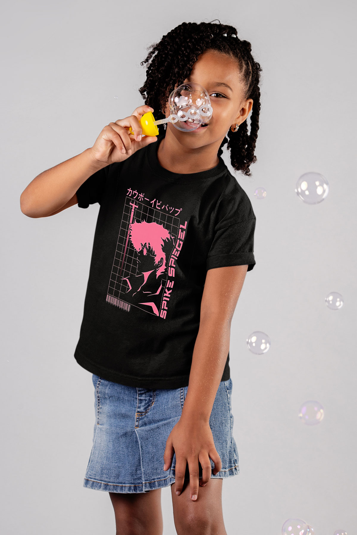 Cowboy Bebop Baskılı Unisex Siyah Çocuk Tişört - Tshirt