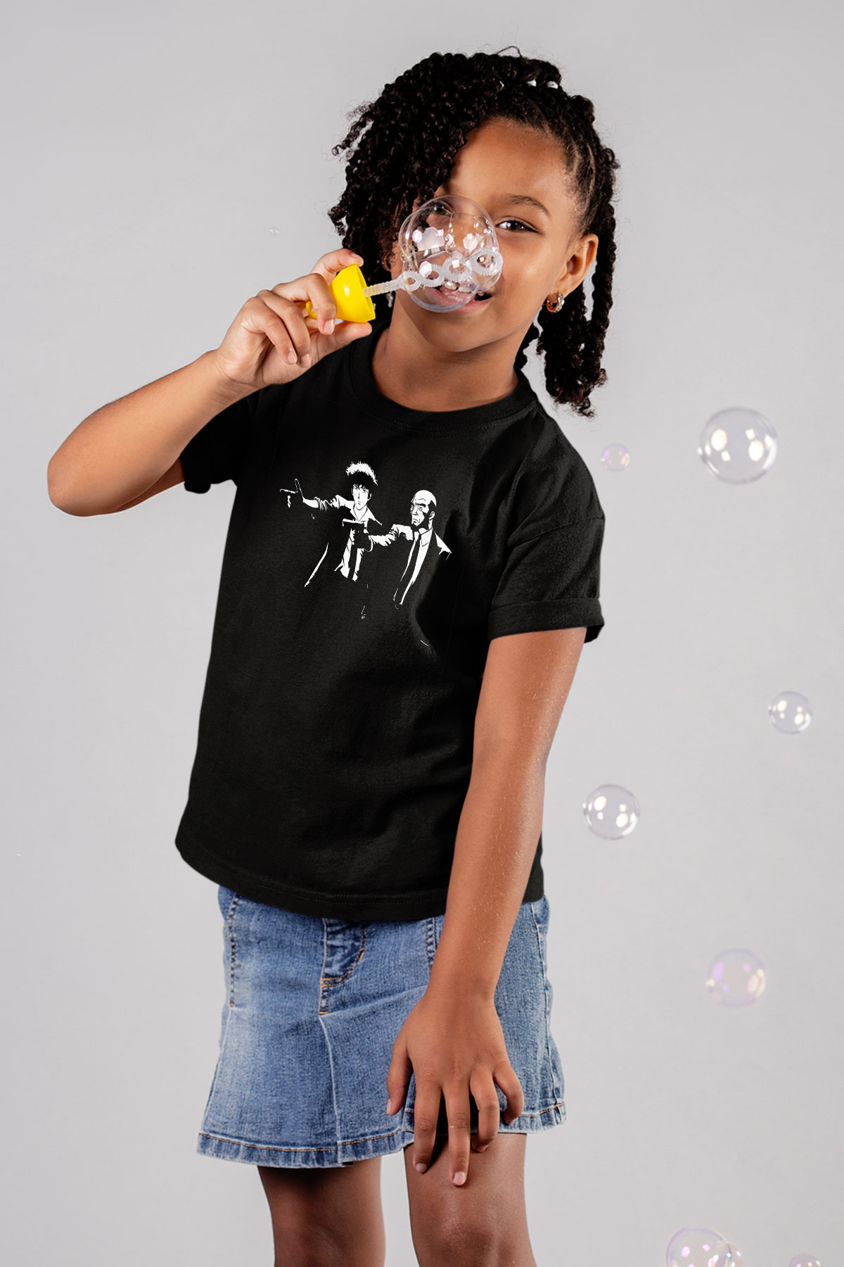 Cowboy Bebop Baskılı Unisex Siyah Çocuk Tişört - Tshirt