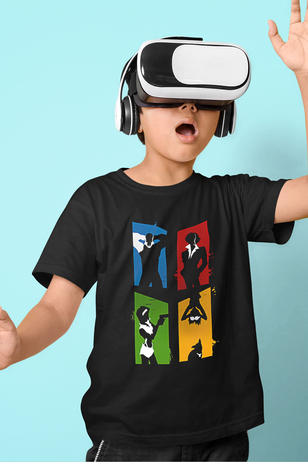 Cowboy Bebop Baskılı Unisex Siyah Çocuk Tişört - Tshirt