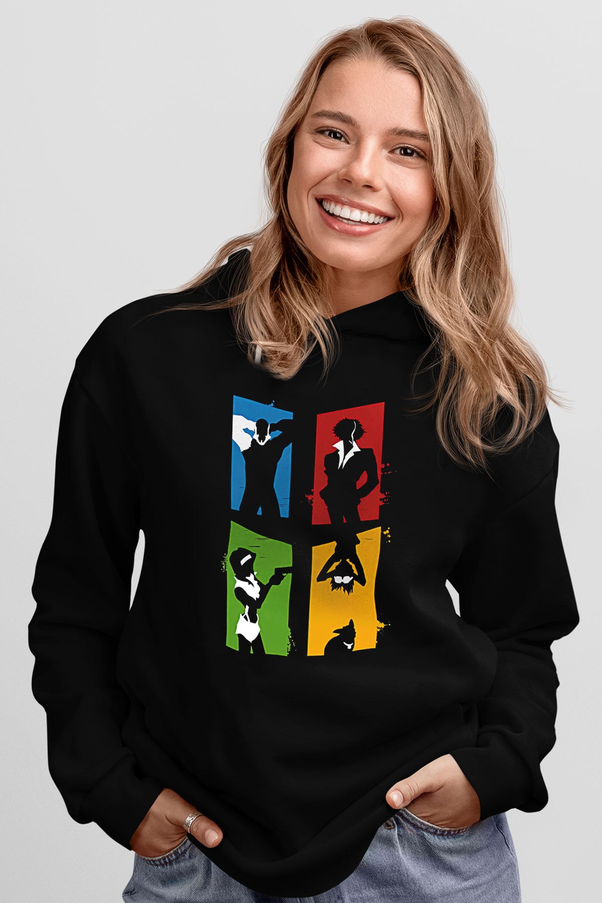 Cowboy Bebop Baskılı Unisex Siyah Hoodie
