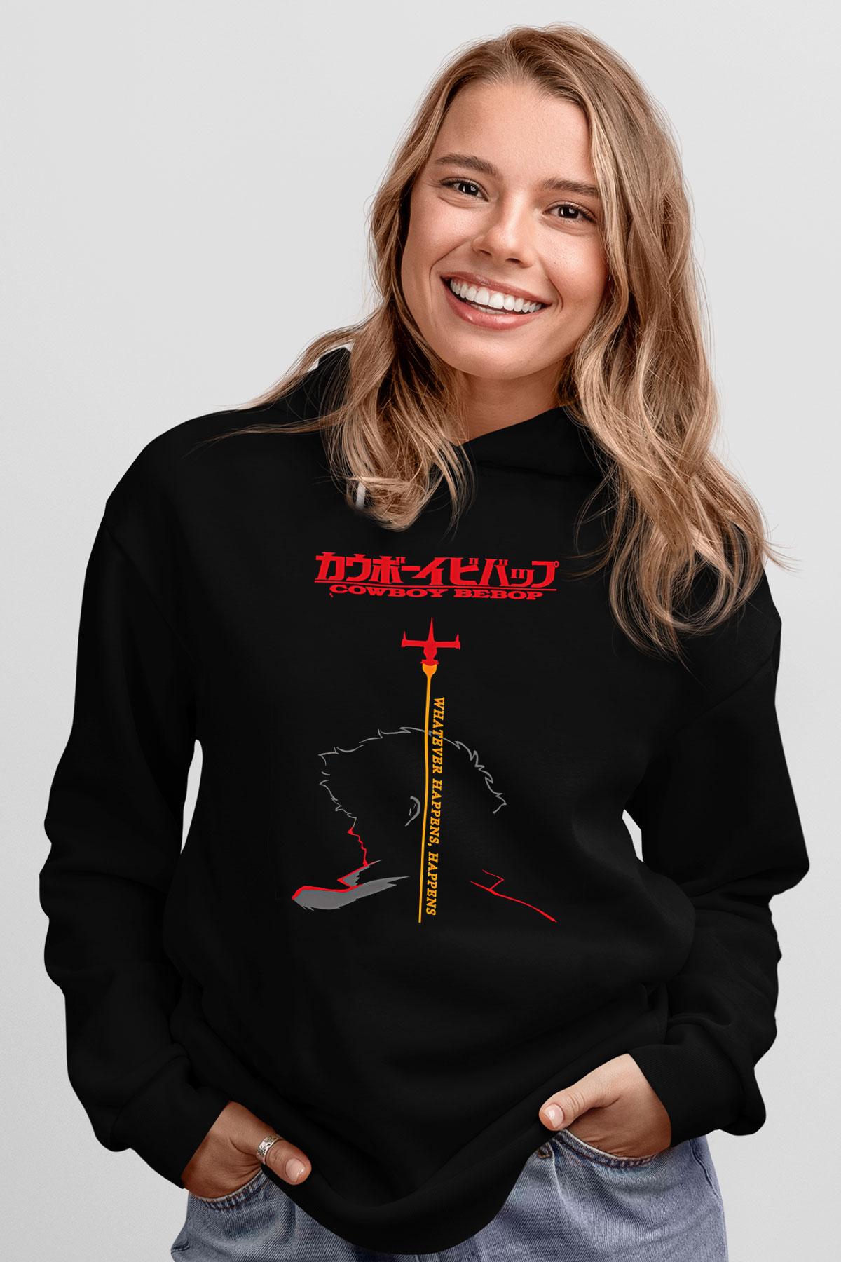 Cowboy Bebop Baskılı Unisex Siyah Hoodie