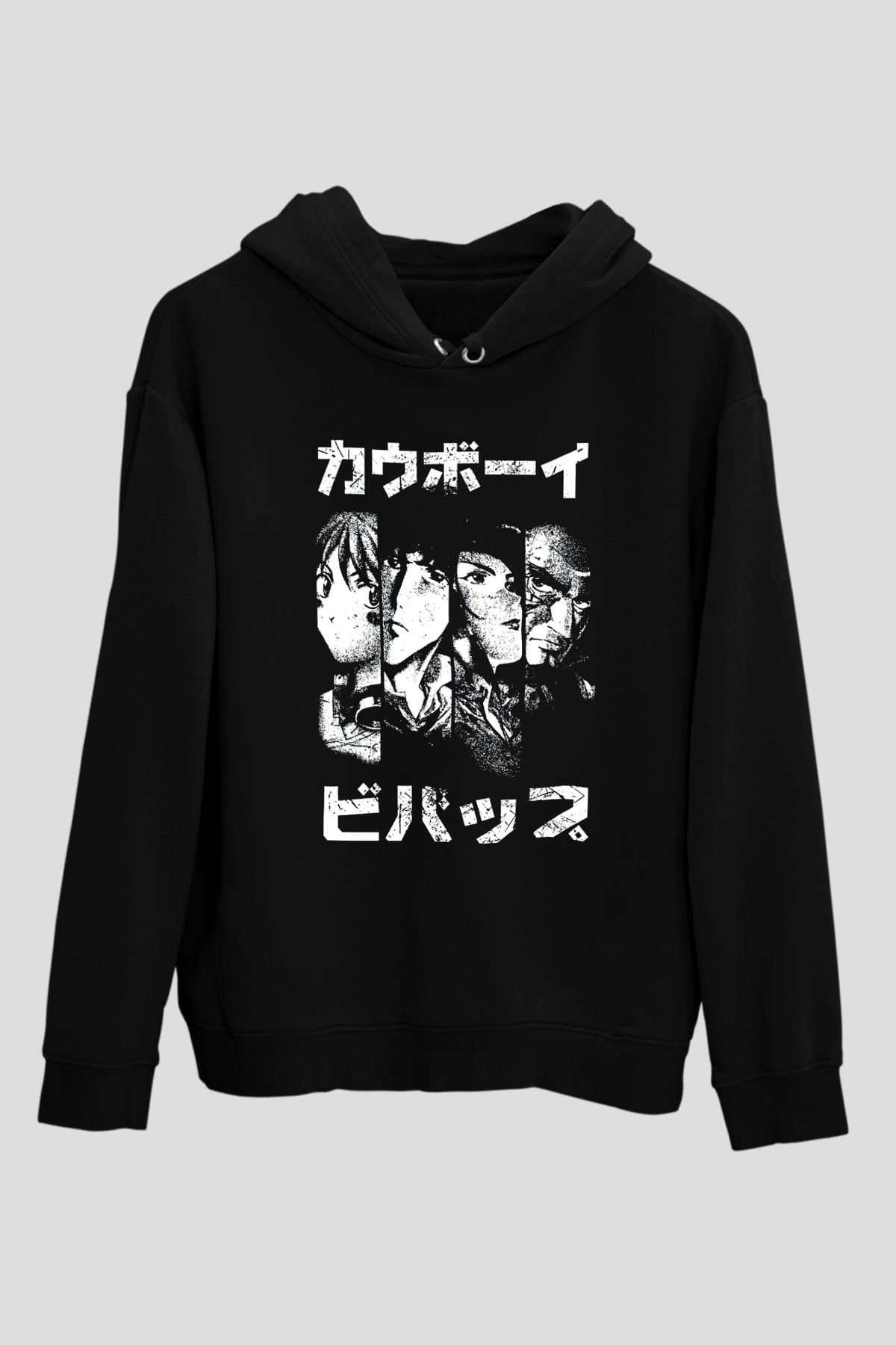 Cowboy Bebop Baskılı Unisex Siyah Hoodie