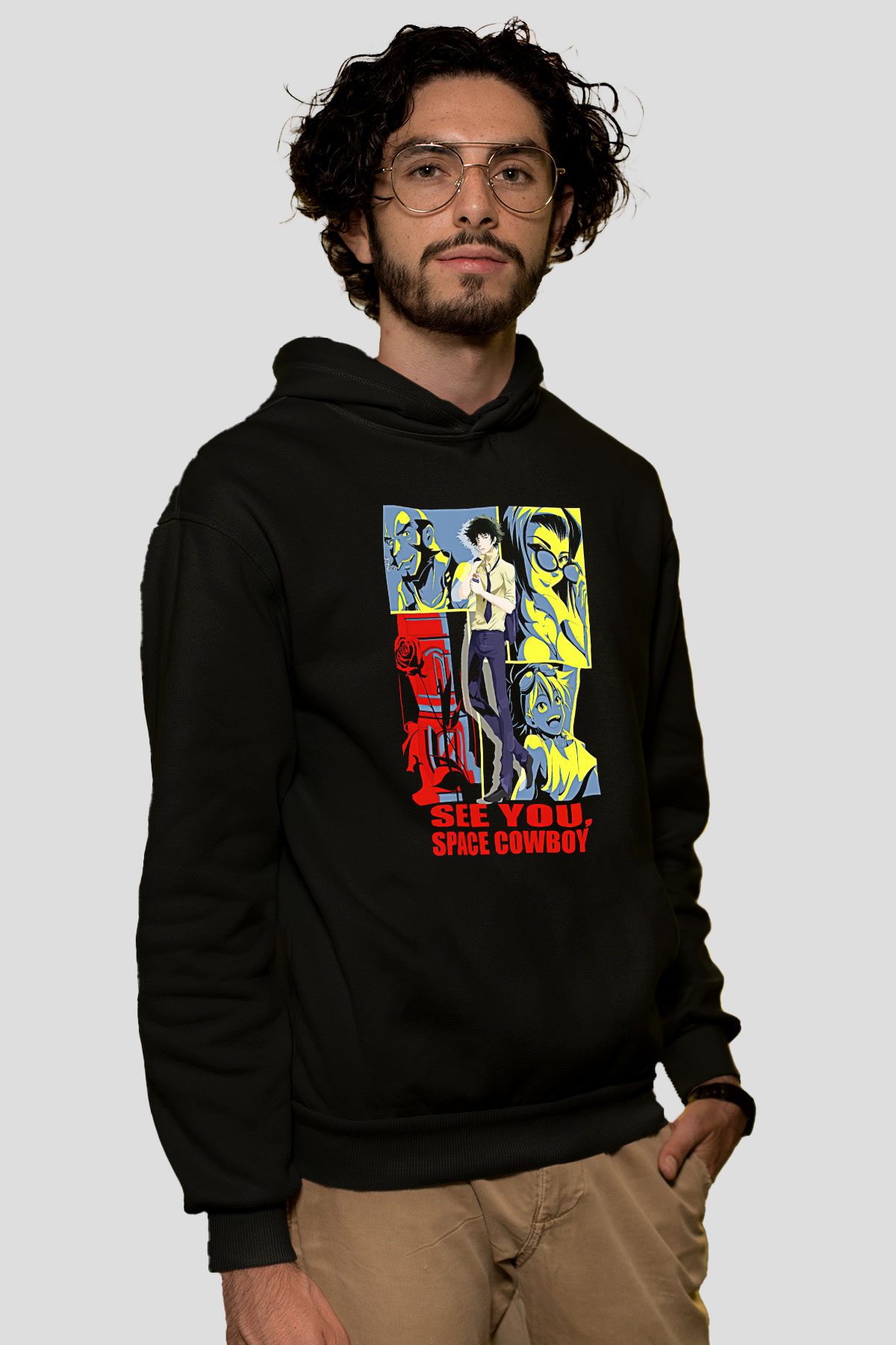 Cowboy Bebop Baskılı Unisex Siyah Hoodie