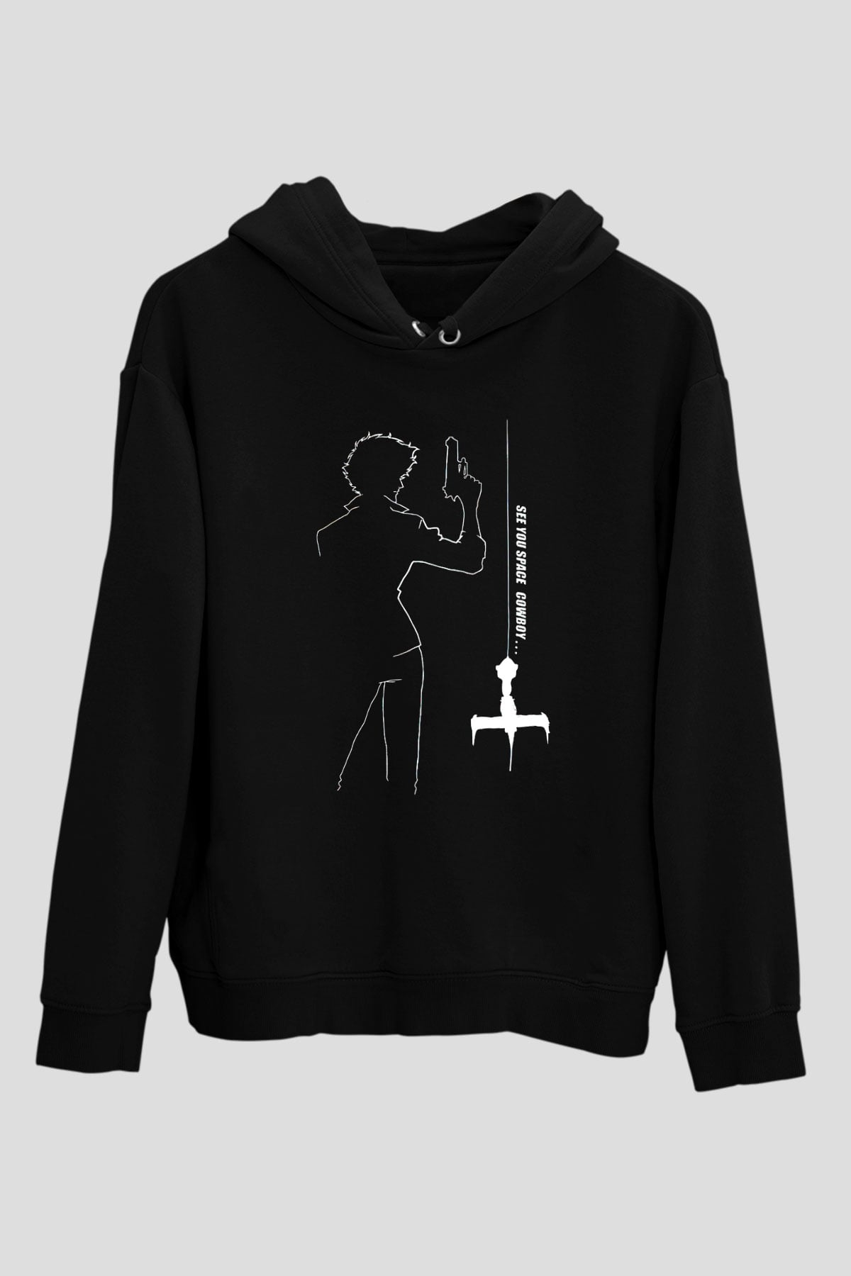 Cowboy Bebop Baskılı Unisex Siyah Hoodie
