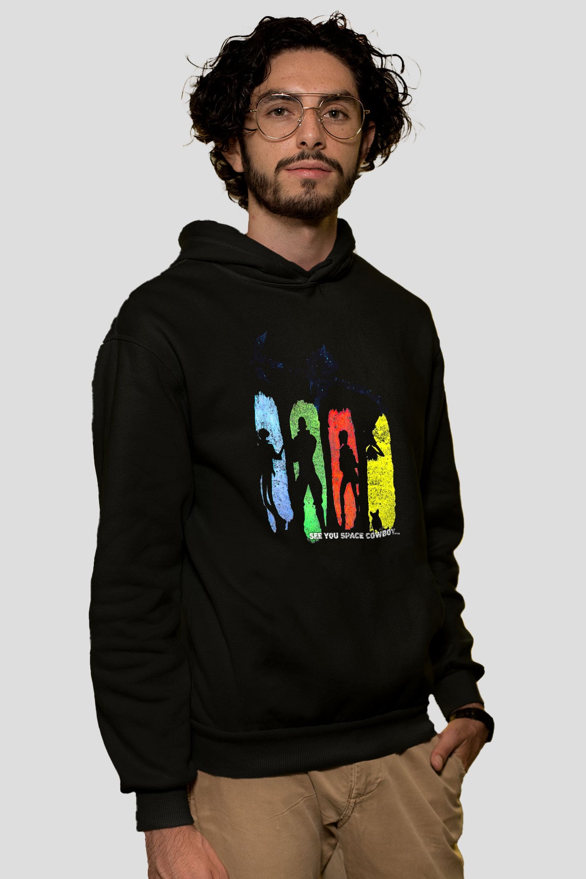 Cowboy Bebop Baskılı Unisex Siyah Hoodie