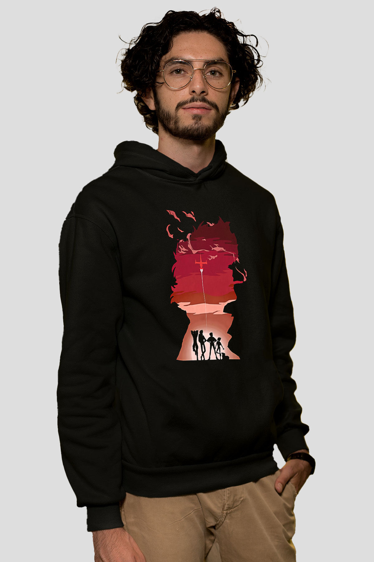 Cowboy Bebop Baskılı Unisex Siyah Hoodie